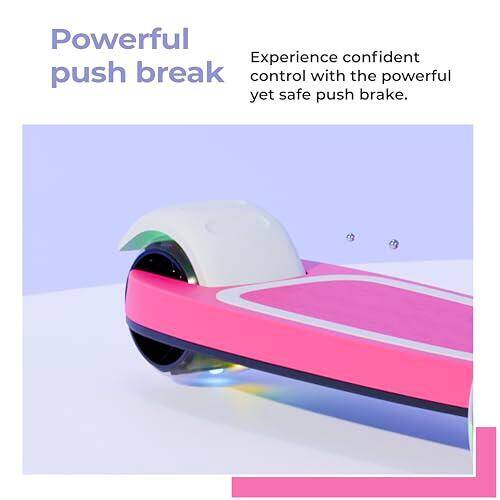 Lifelong Kids Scooter with PU LED Wheels, Music & Lights | 4-Level Height Adjustable| Tilt-to-Turn Steering| BIS Approved | Foldable Scooter for Boys & Girls | 2–8 Years | 50Kg Capacity (Pink & White) -  2