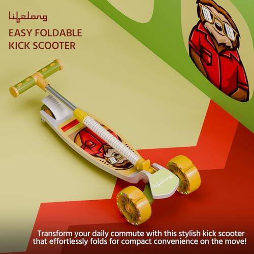 Lifelong Scooter for Kids 3+ Years - Foldable Kids with PVC LED Wheels & Adjustable Height - Kick Capacity 50kg- Baby Toys for 3+ Year Old boy & Girl - Skate (LLKS15) -  3
