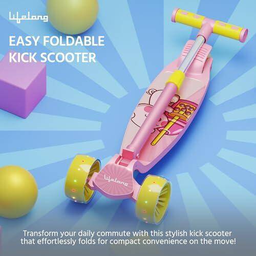 Lifelong Skate Kids 3+ Years - Foldable Kids with LED Wheels & Adjustable Height - Kick Capacity 50kg- Baby Toys for 3+ Year Old boy & Girl - Skate -  3