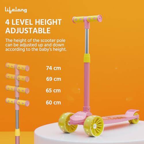 Lifelong Skate Kids 3+ Years - Foldable Kids with LED Wheels & Adjustable Height - Kick Capacity 50kg- Baby Toys for 3+ Year Old boy & Girl - Skate -  4