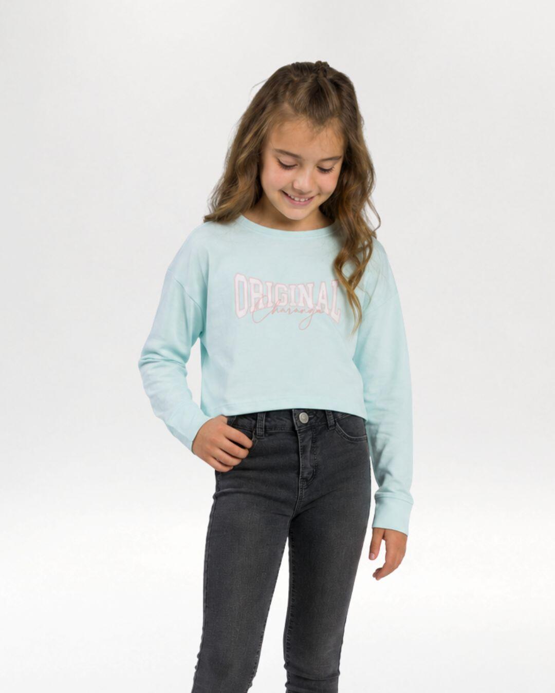 Camiseta niña aguamarina manga larga 3/5