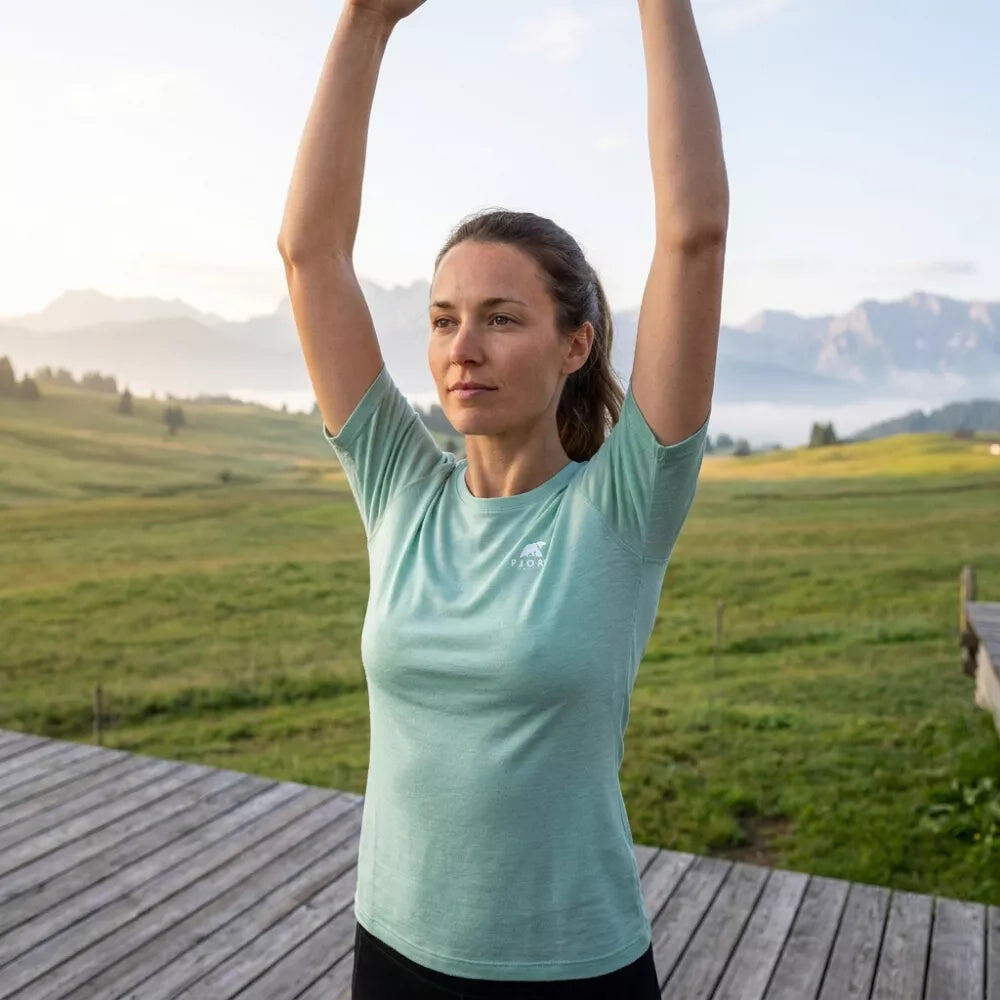 Trekking-T-Shirt aus Merinowolle für Damen 6/7