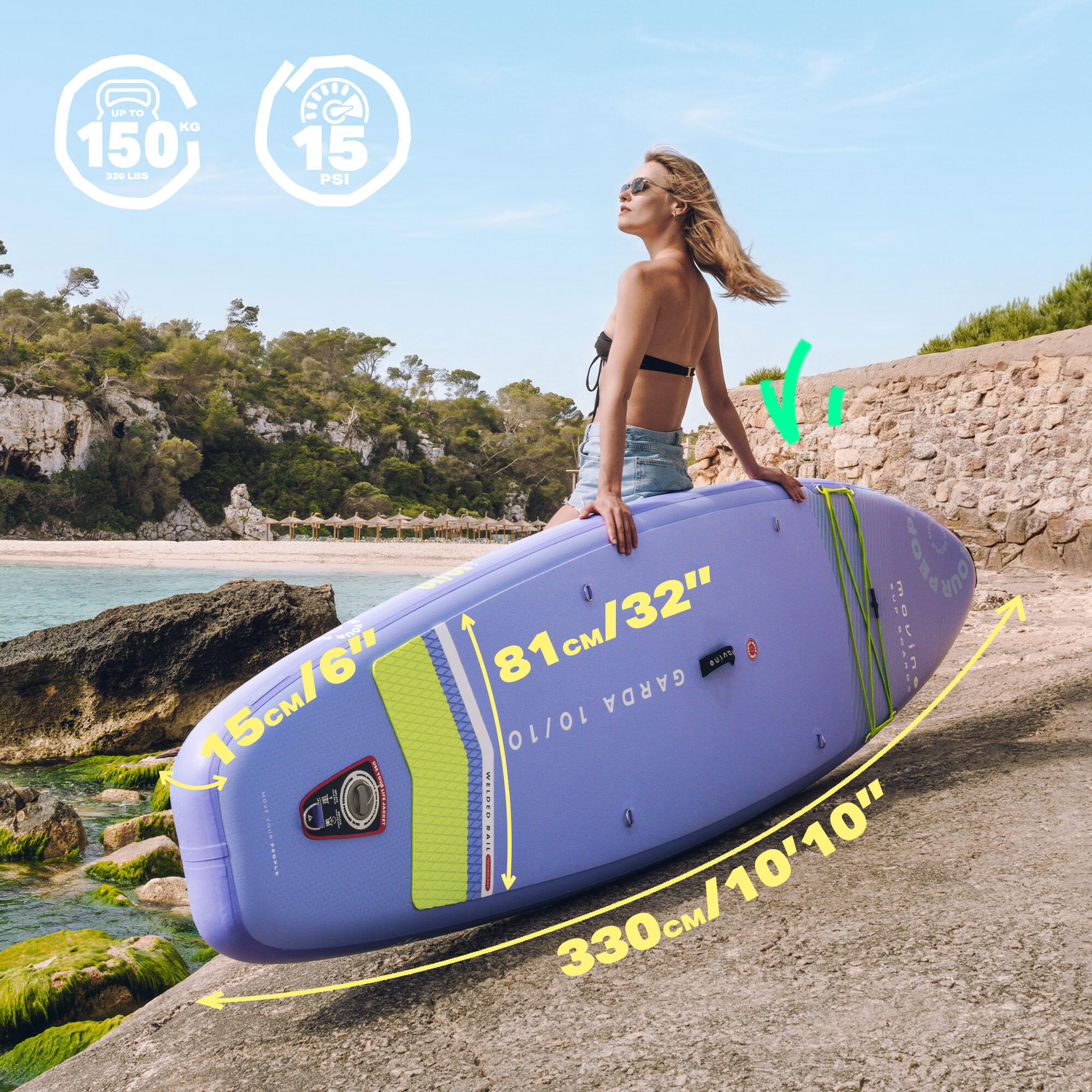 Nafukovací SUP paddleboard Garda LL (330 cm) svařované hrany pádlo 2v1 7/8