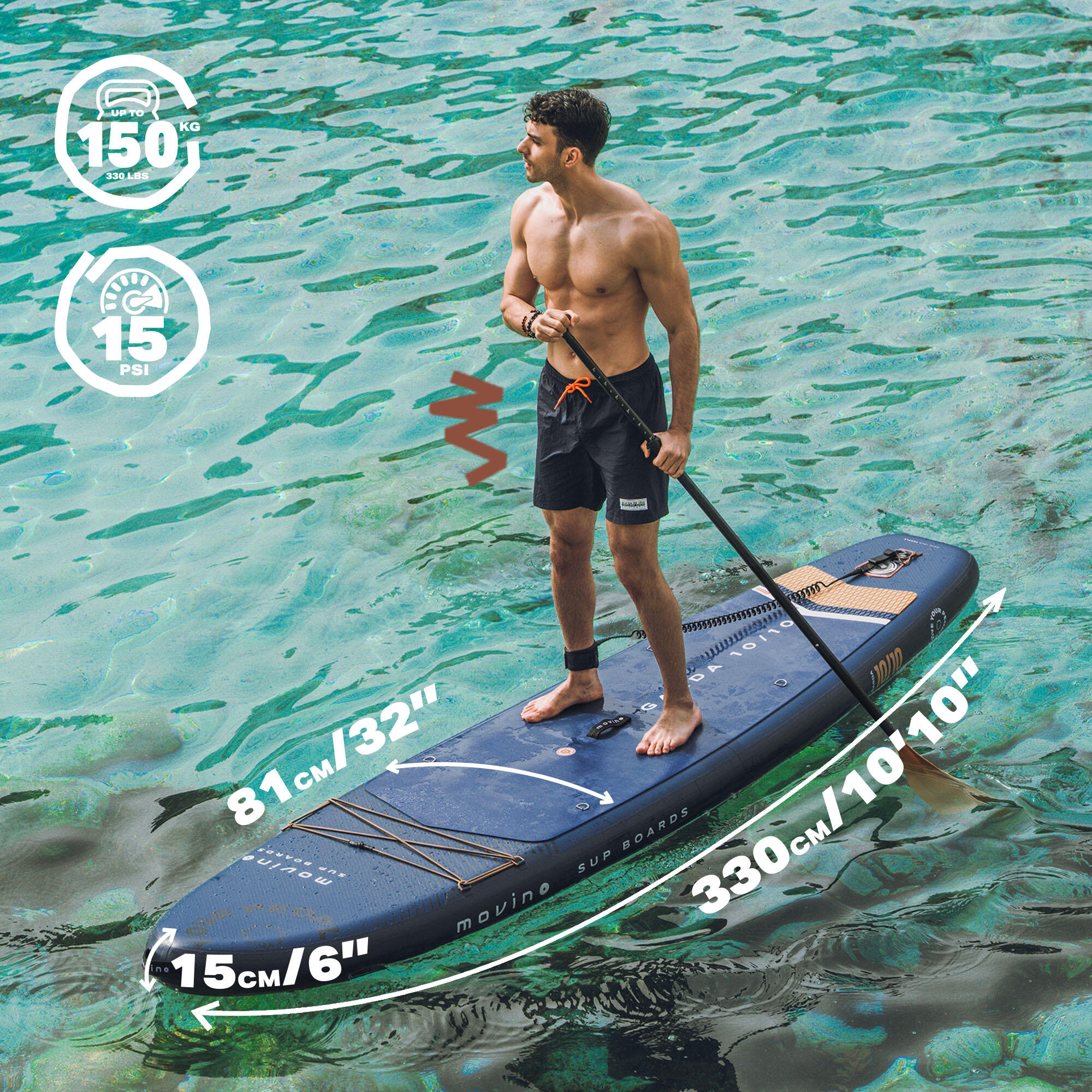 Nafukovací SUP paddleboard Garda NB (330 cm) svařované hrany pádlo 2v1 7/8