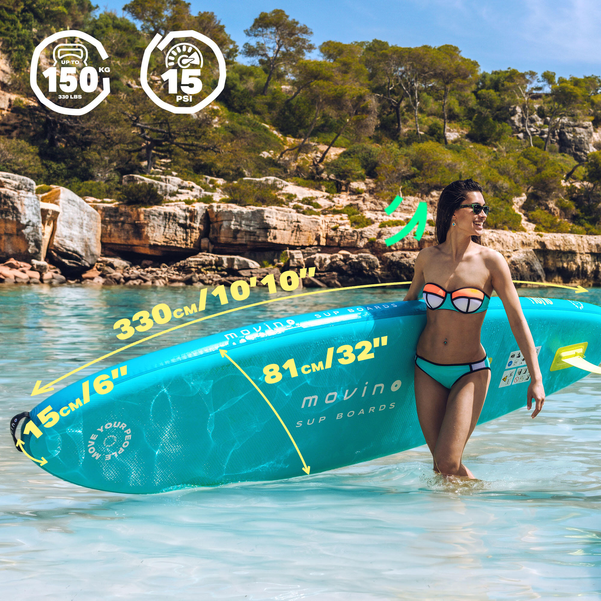 Nafukovací SUP paddleboard Garda TQL (330 cm) svařované hrany pádlo 2v1 7/8