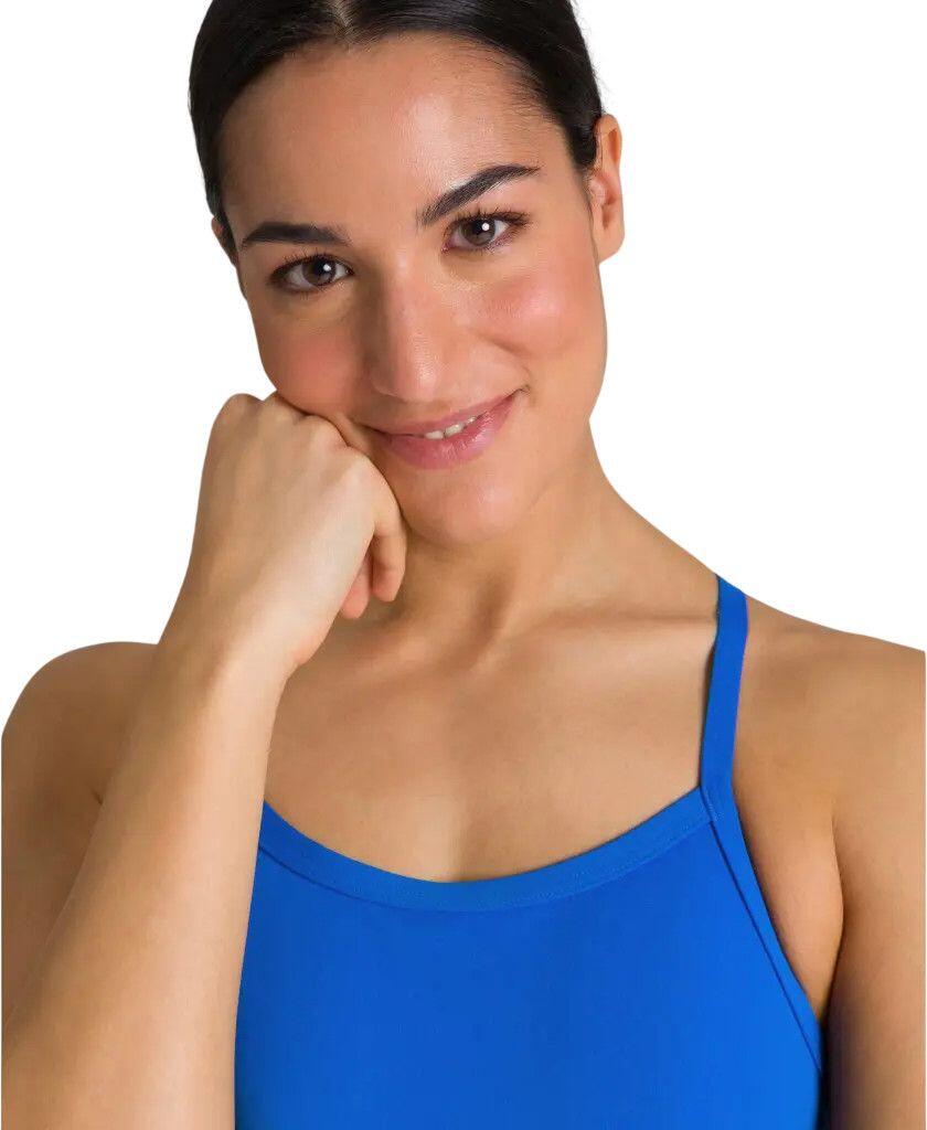 Fato de banho Arena Team Dos Challenge liso azul para mulher 3/6