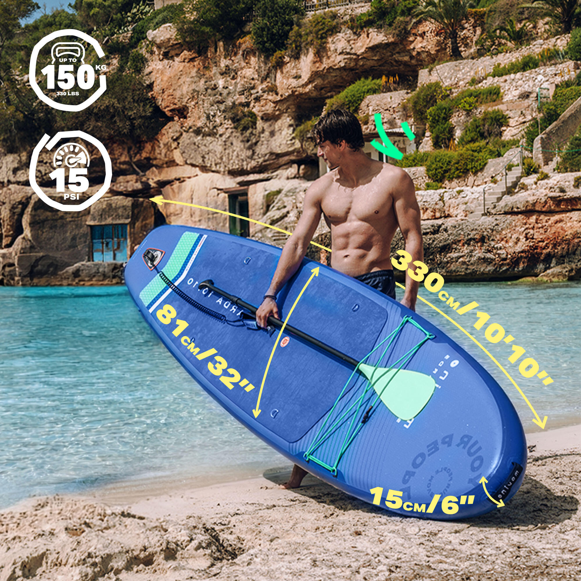 Nafukovací SUP paddleboard Garda BM (330 cm) svařované hrany pádlo 2v1 7/8