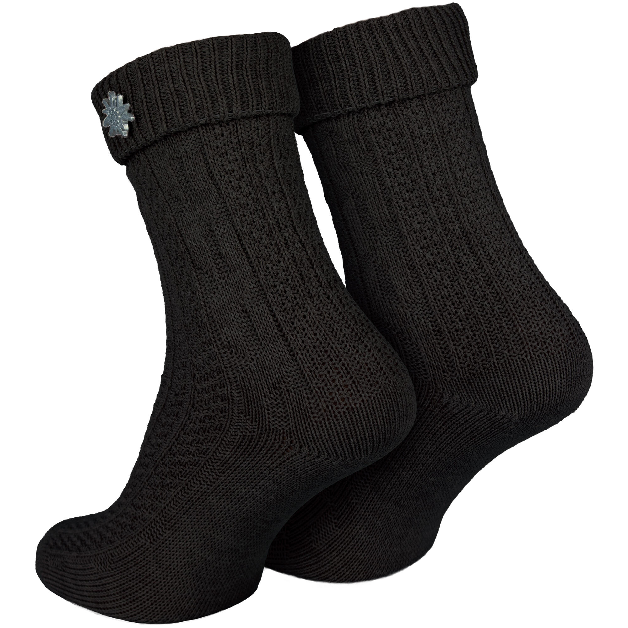 Socken mit Zopfmuster | Trachtenstil | Damen & Herren | Schwarz 6/6