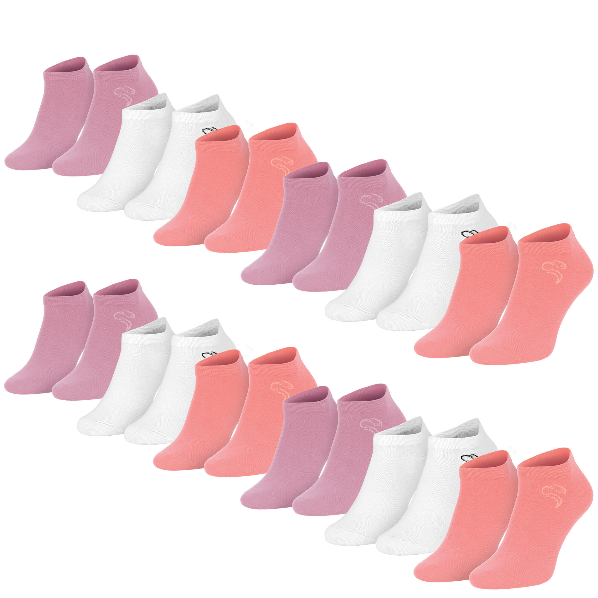 Basic Sneaker Socken | 12 Paar | Damen und Herren | Weiß/Rosa/Aprikot 2/7