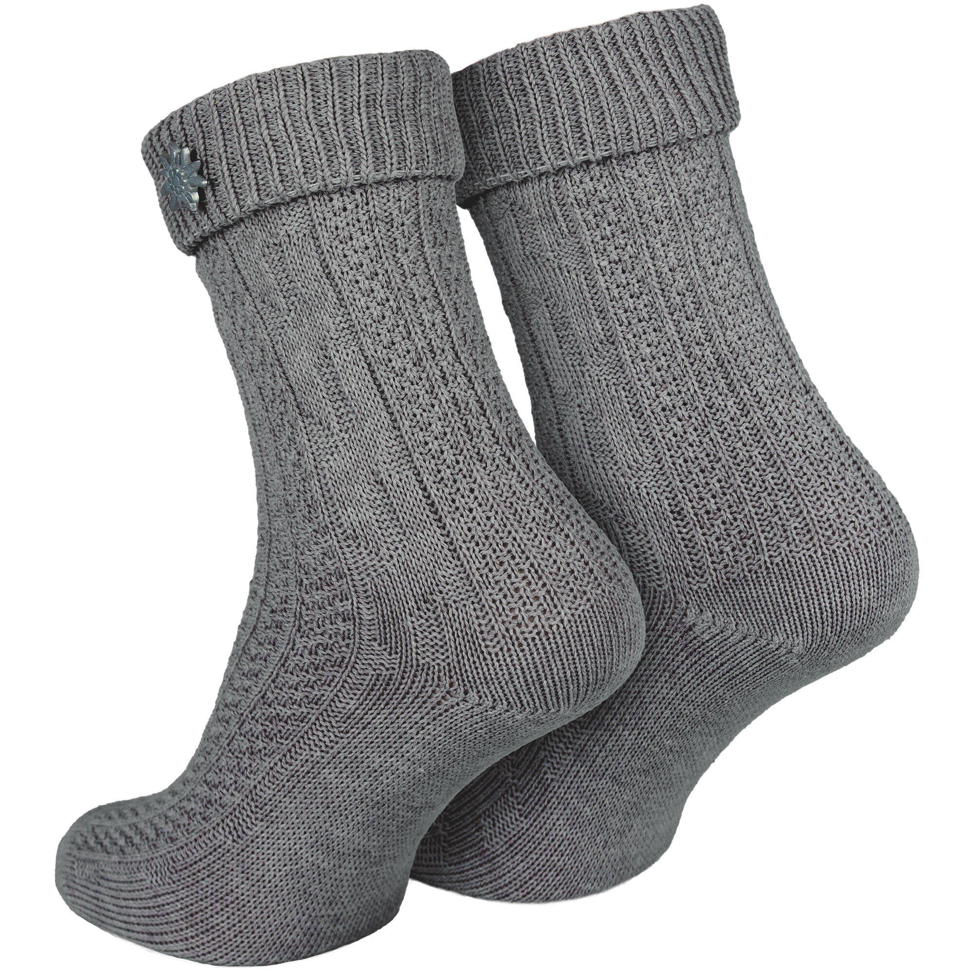 Socken mit Zopfmuster | Trachtenstil | Damen & Herren | Grau 6/6