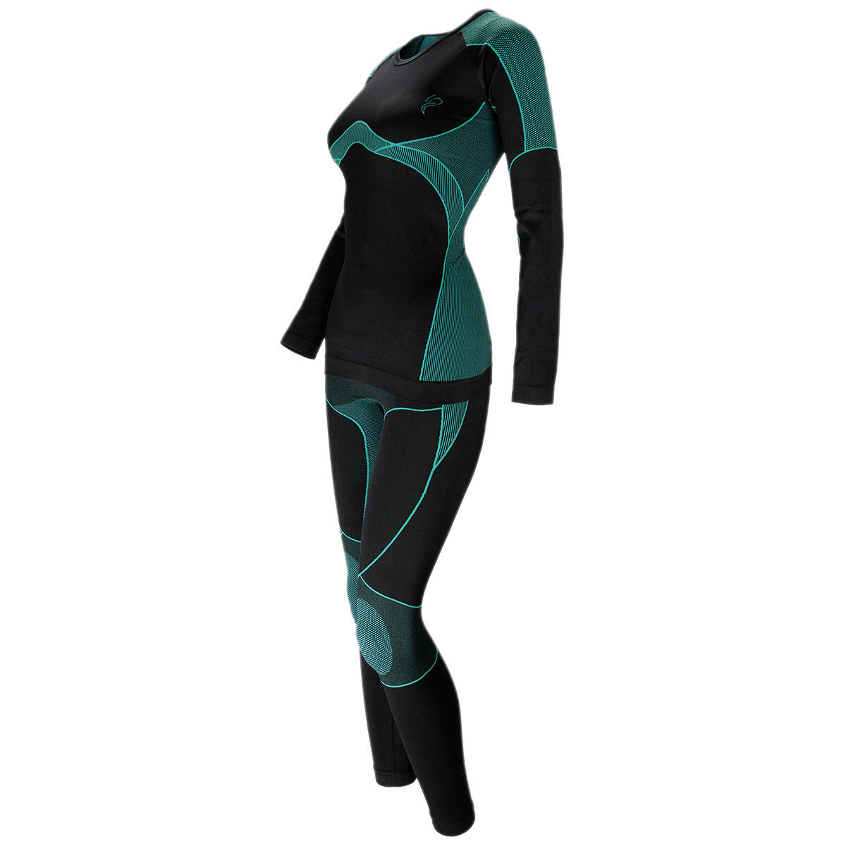 Black Snake Damen Seamless Funktionswäsche-Set - S/M Schwarz/Petrol 3/8