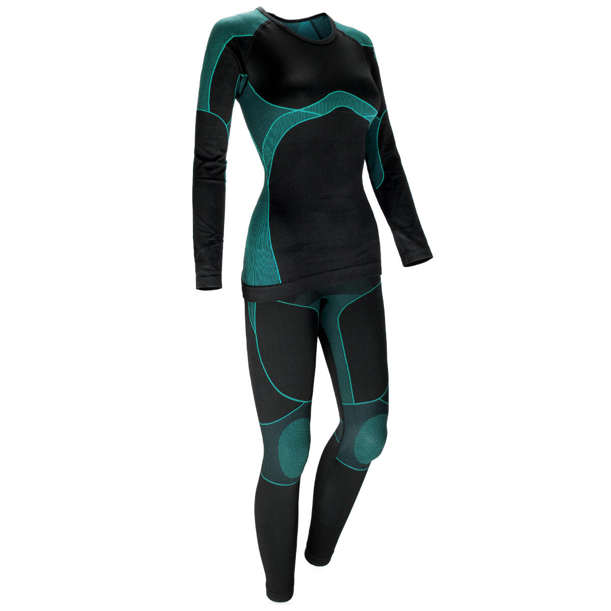 Black Snake Damen Seamless Funktionswäsche-Set - S/M Schwarz/Petrol 5/8