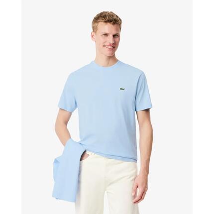 Camiseta Azul Claro Lacoste de Corte Clásico de Punto de Algodón