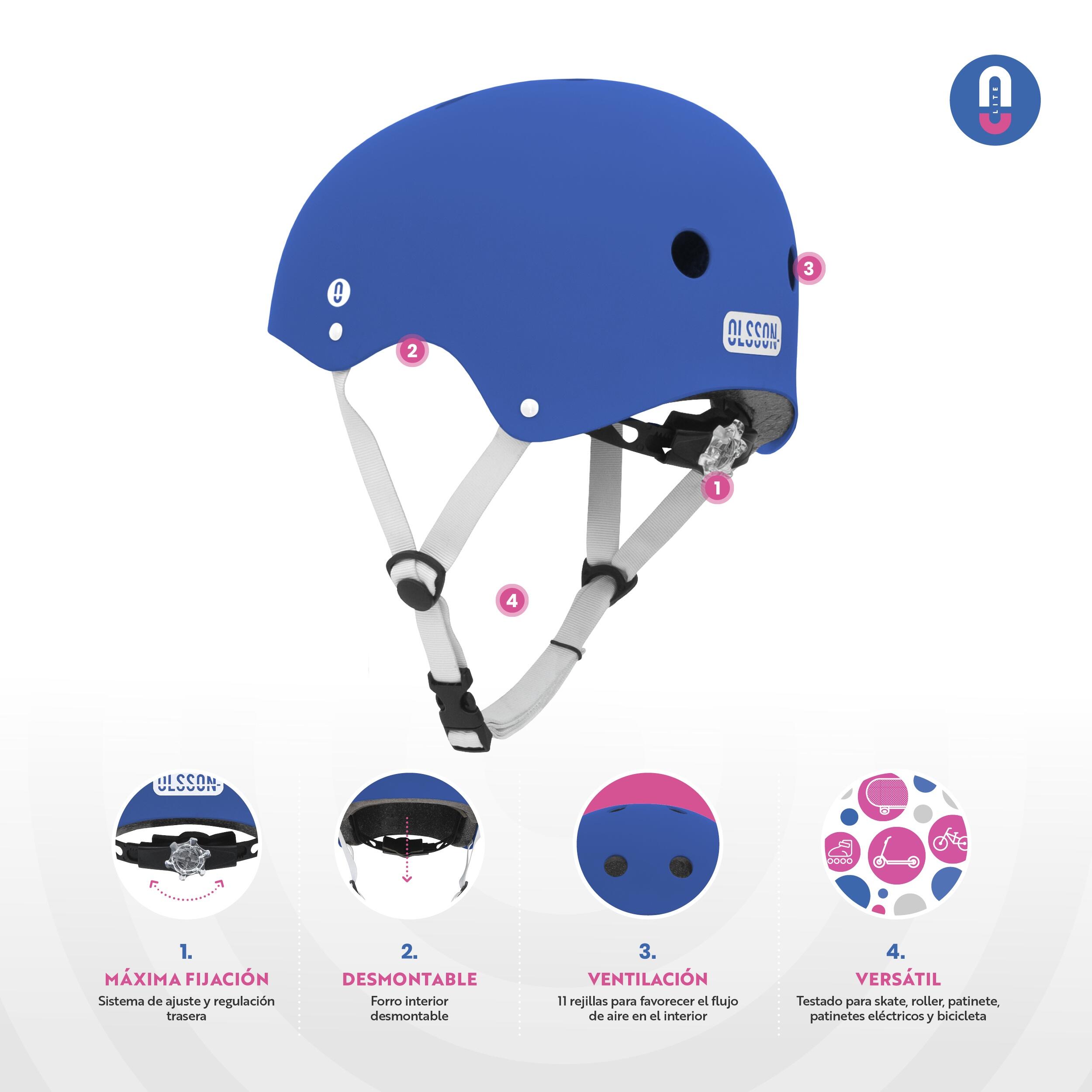 Kinderhelm OLSSON BEETLE Blauw M-L 52-54cm skates skateboard fietsen steppen 3/6