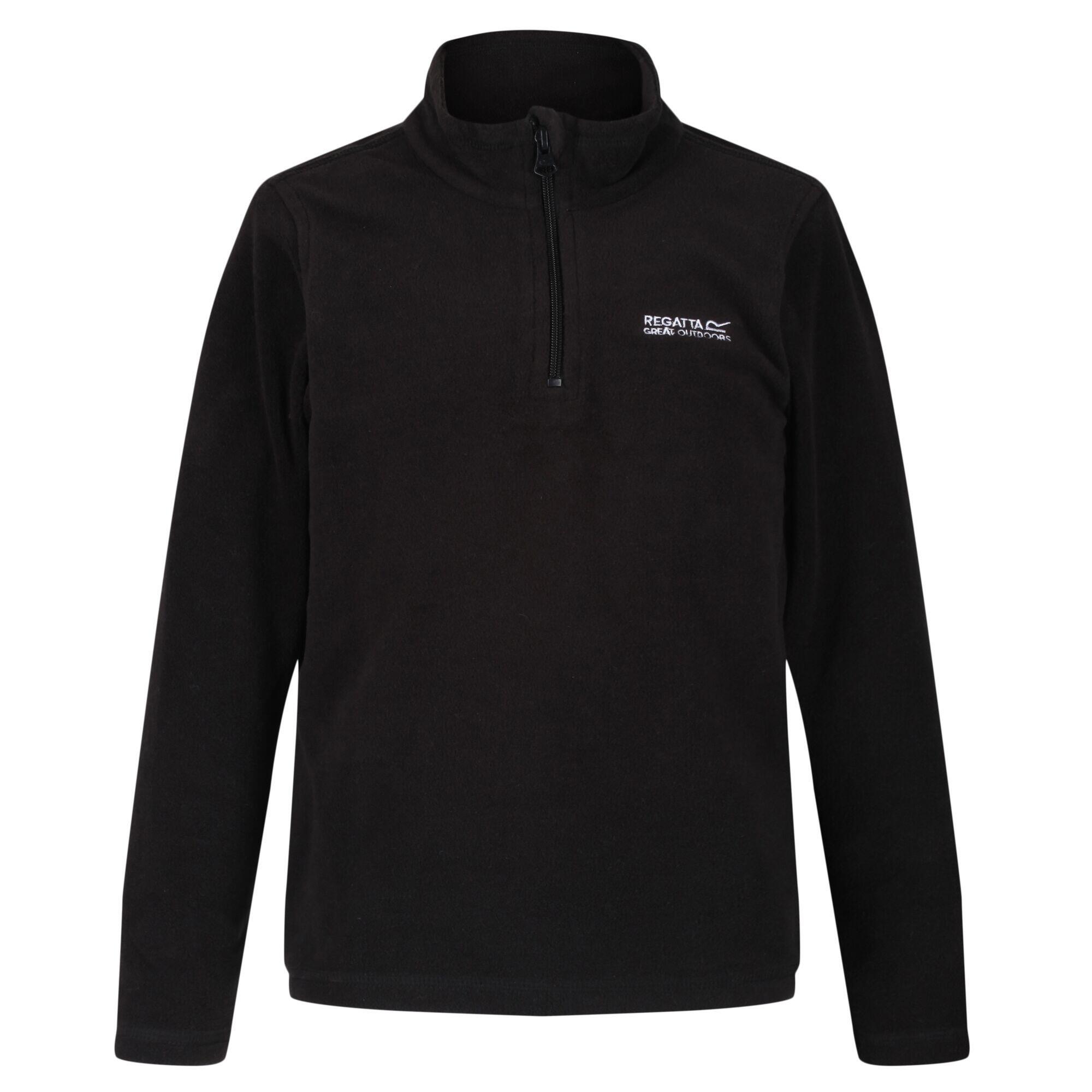 REGATTA Great Outdoors Childrens/Kids Hot Shot II Half Zip Fleece Top (Black/Black)