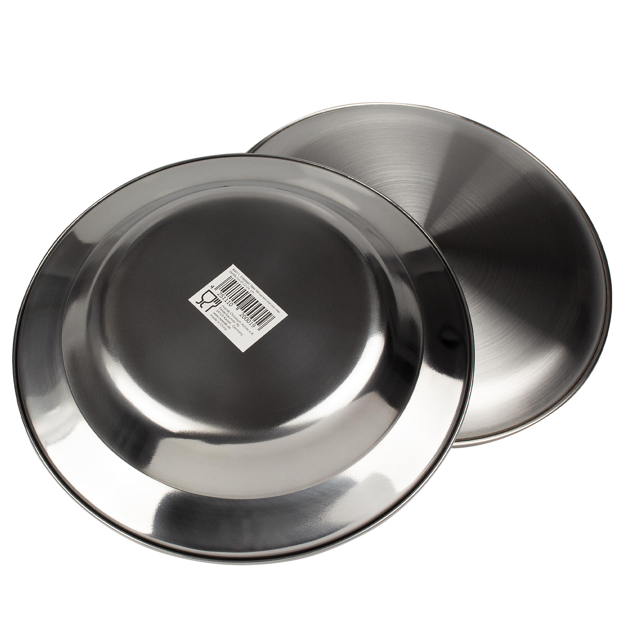 Camping-Teller flach & tief | ca. 23 cm Durchmesser | Edelstahl | je 1 Teller 3/7