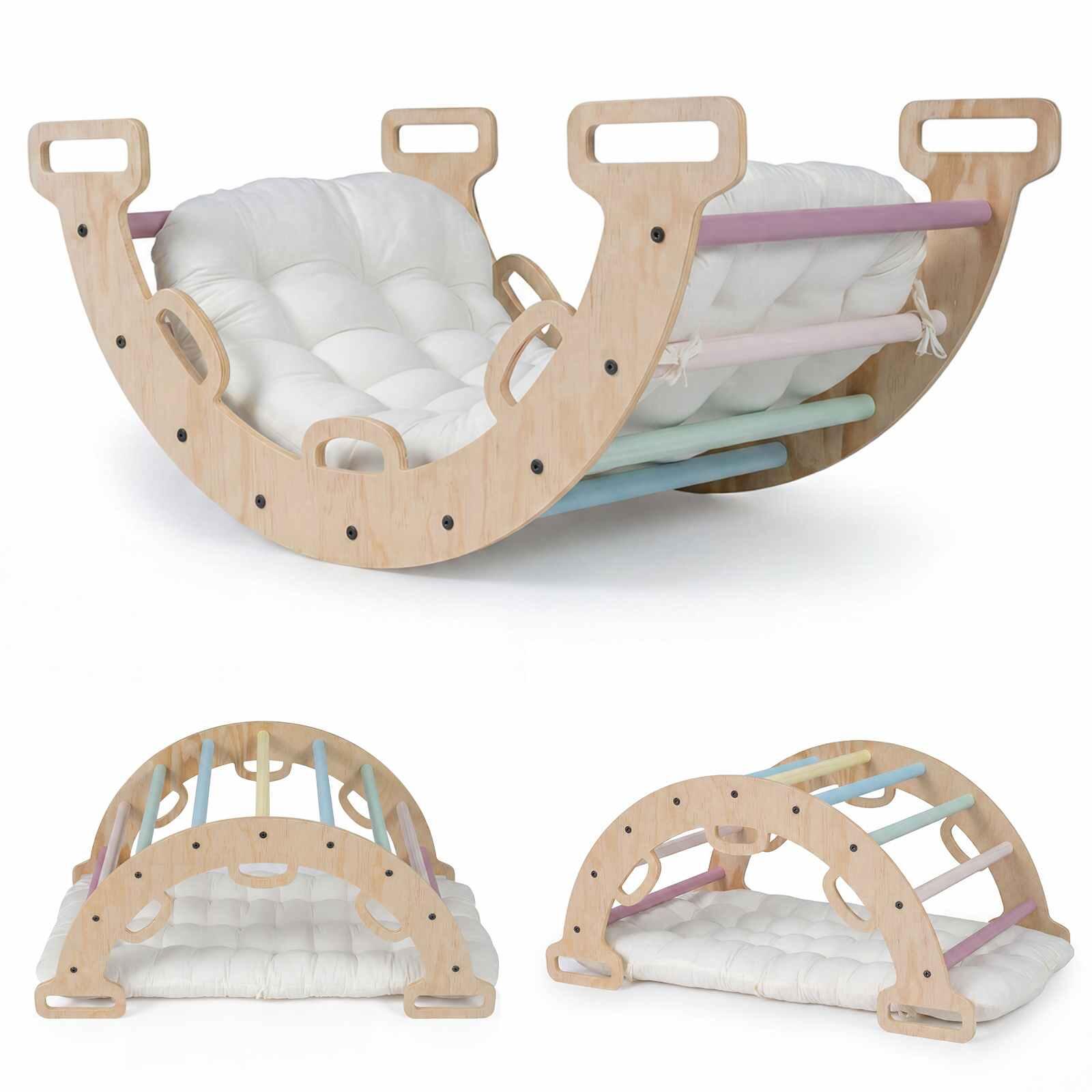 3-in-1 Montessori Rocking Climbing Arch w/Cushion