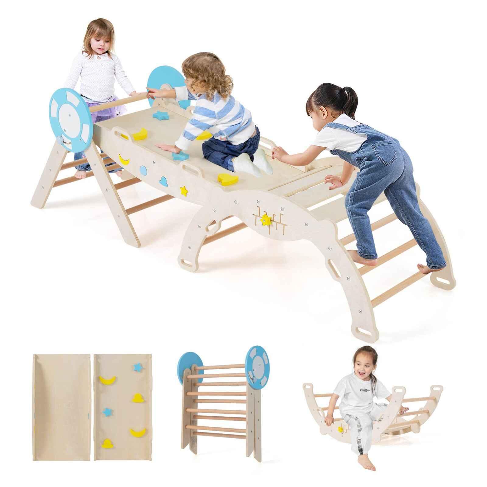 8-in-1 Montessori Climber Set Foldable Natural