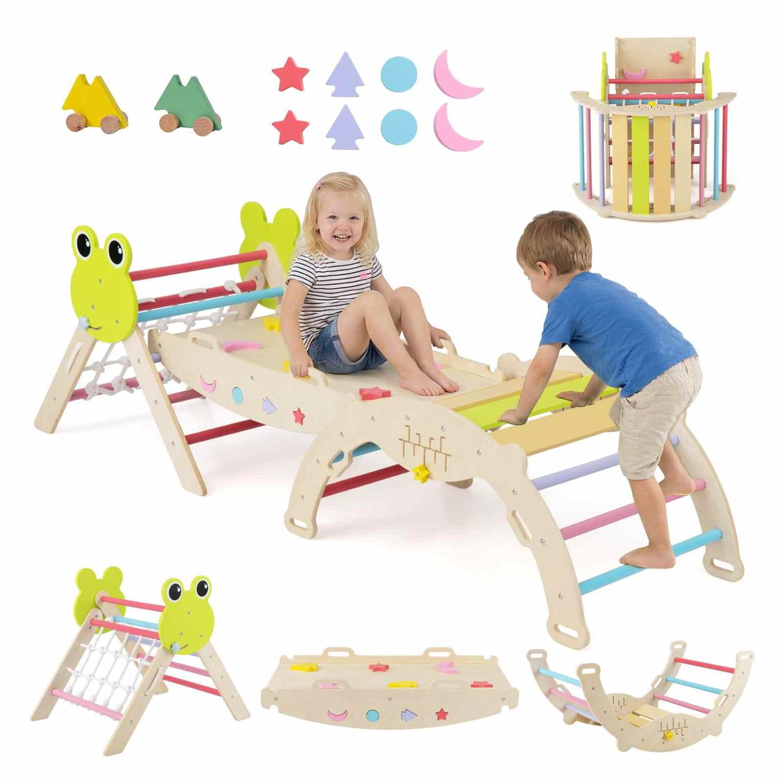 8-in-1 Wooden Triangle Climber Set Foldable Multi