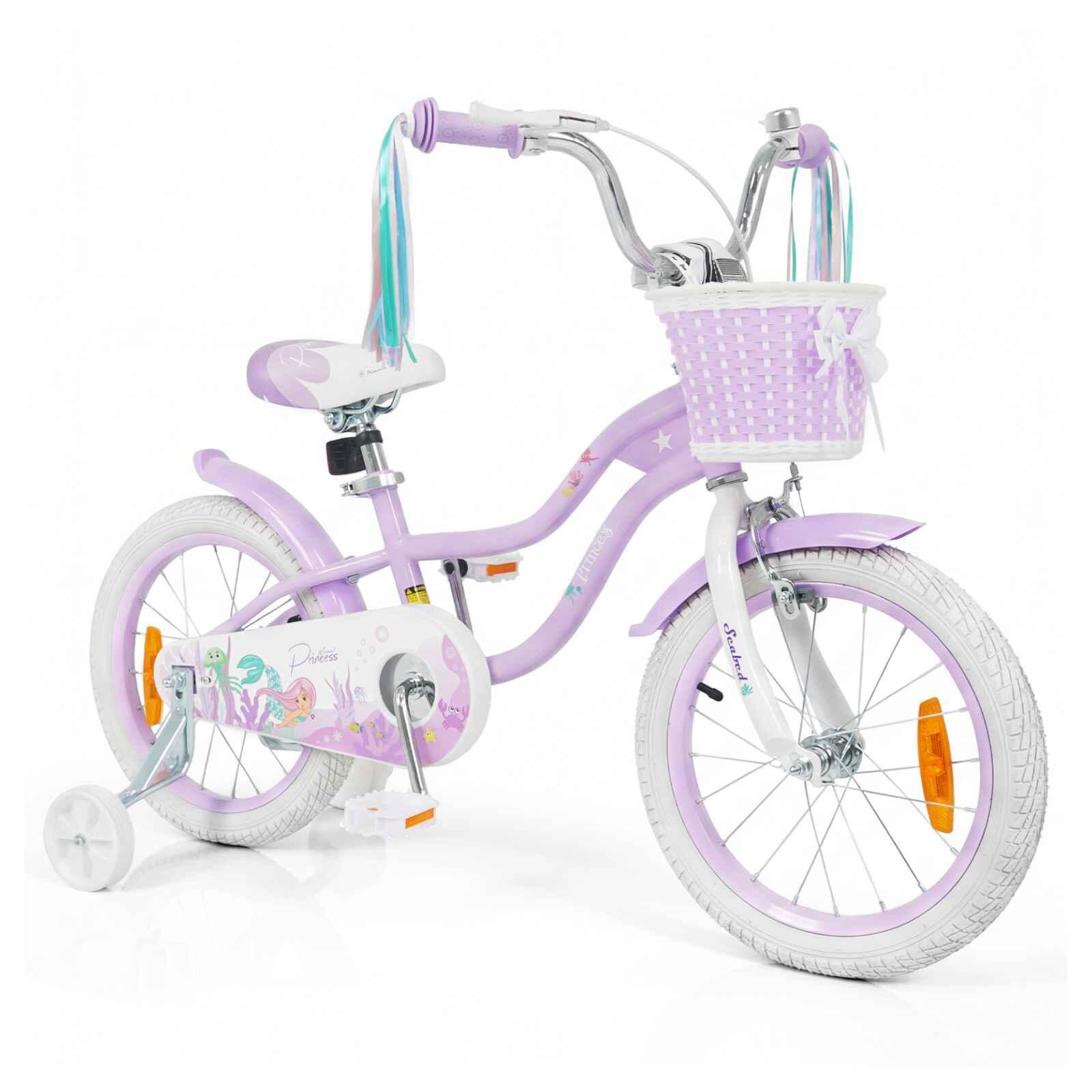 40cm Mermaid Girls Bike w/Basket Streamers Purple