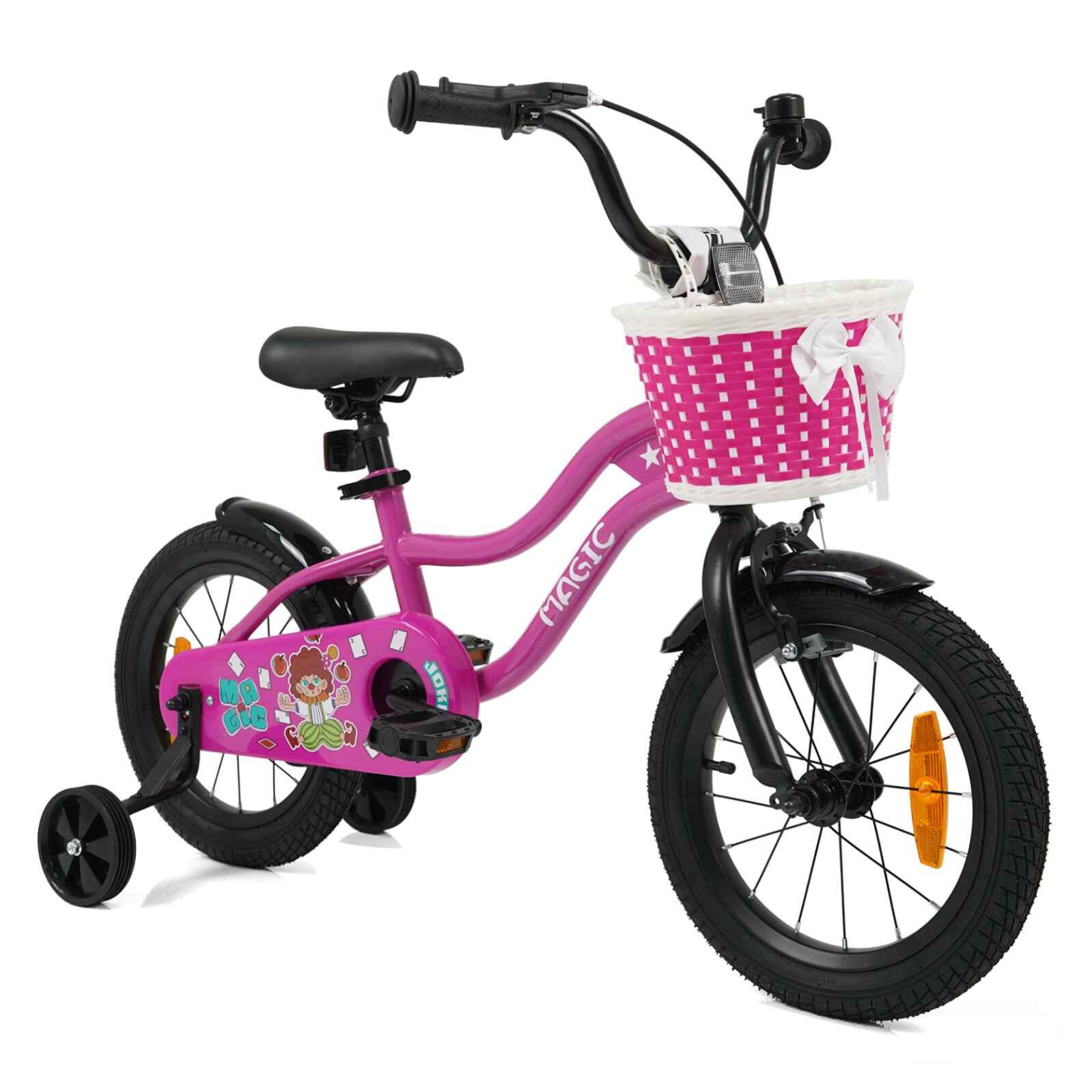 35cm Kids Bike w/Dual Brakes Training Wheels Basket Rosy