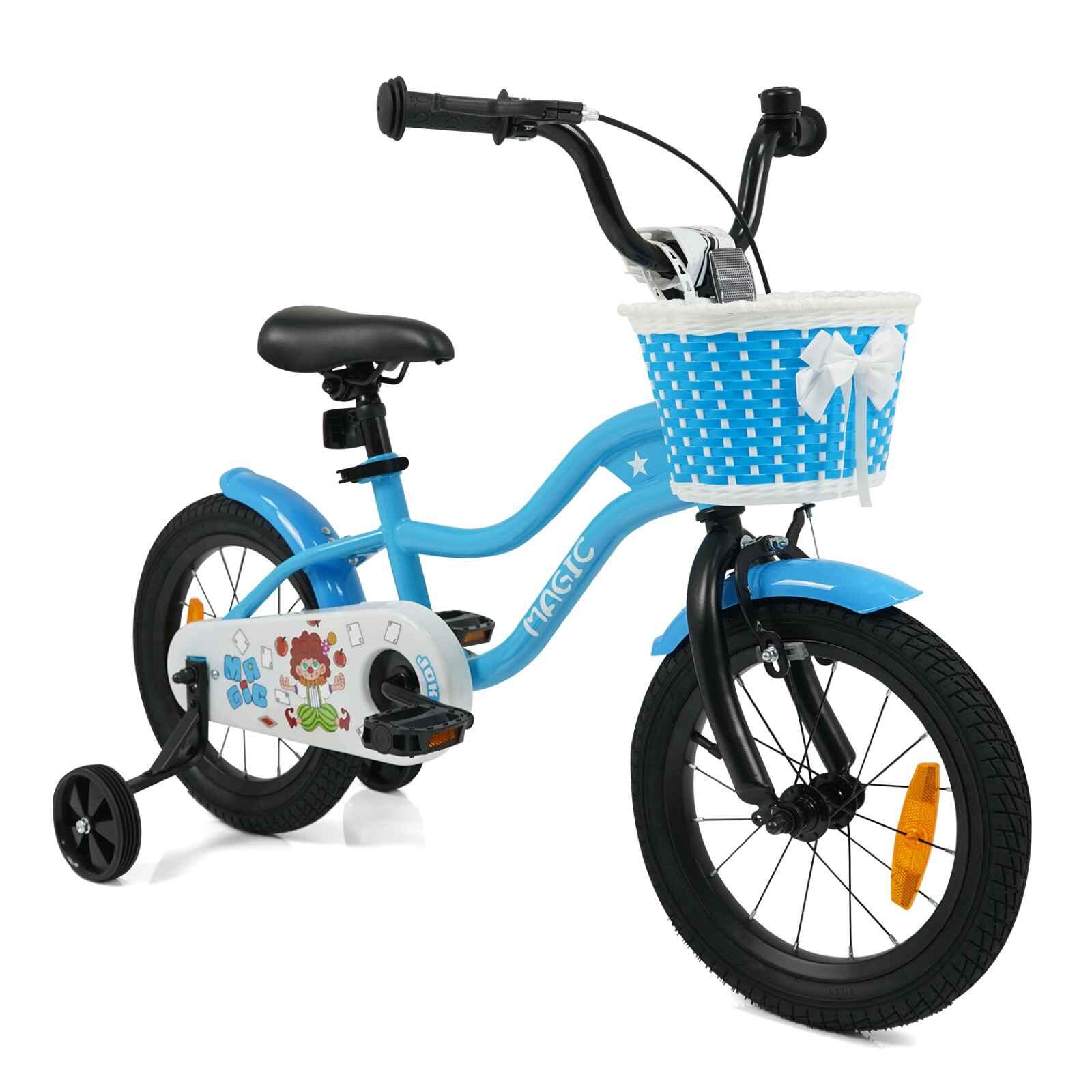 40cm Kids Bike w/Dual Brakes Training Wheels Basket Blue