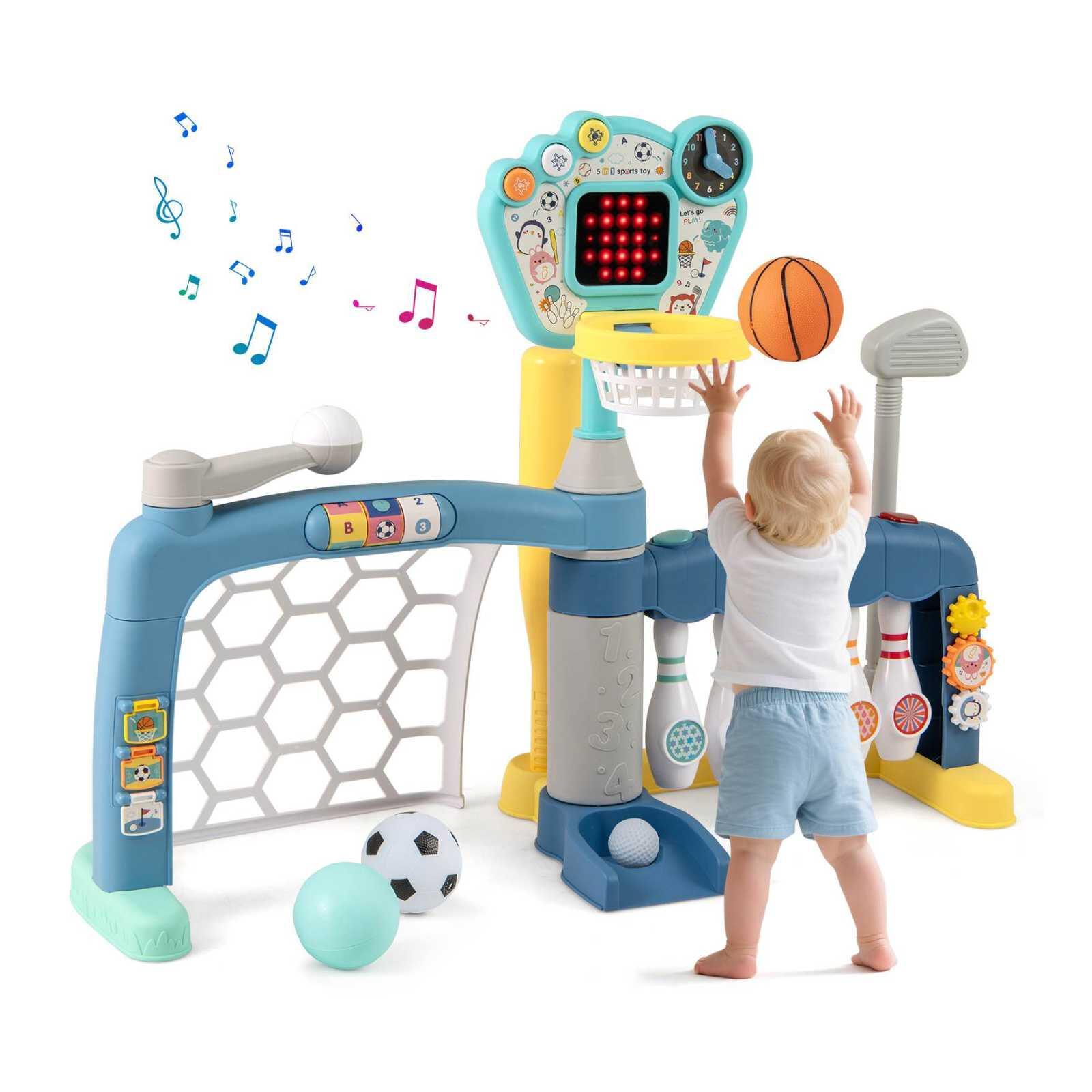 5-in-1 Sports Play Set Basketball Soccer Golf Bowling Baseball