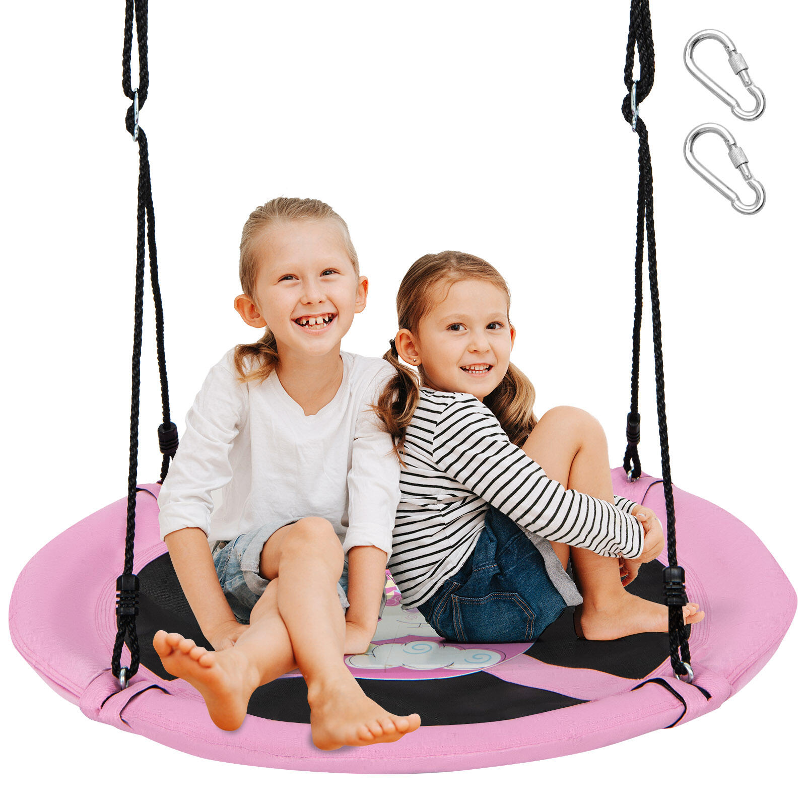 100cm Flying Saucer Tree Swing w/Ropes & Carabiners