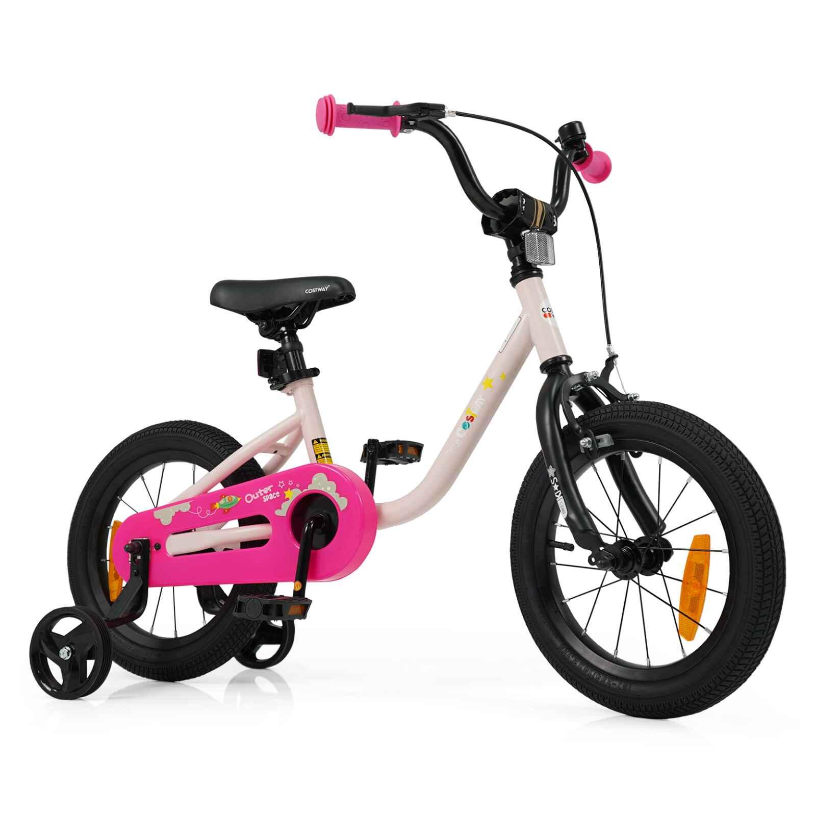 Kids Bike Age 4-7 w/Training Wheels Bell & Reflectors Pink