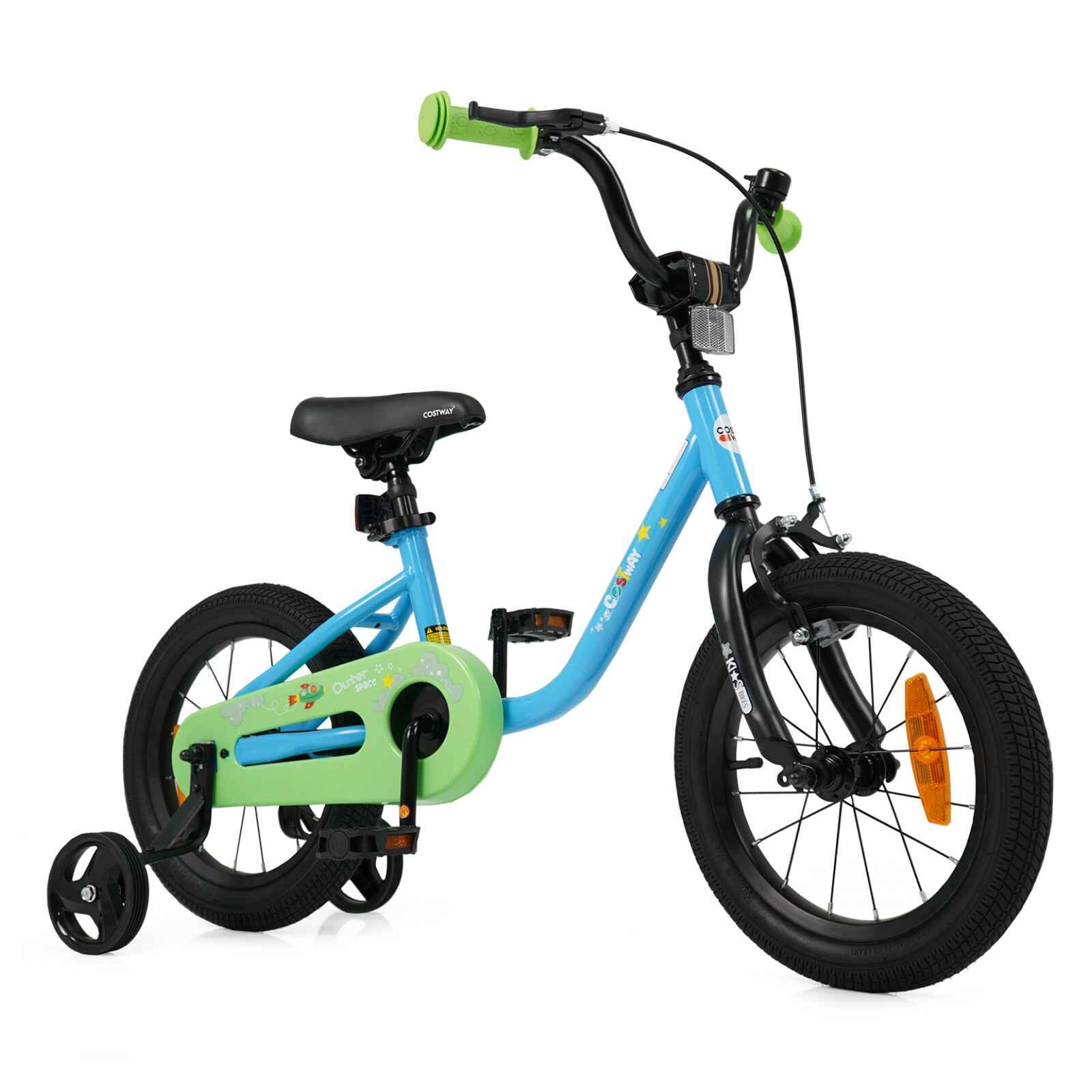 Kids Bike Age 4-7 w/Training Wheels Bell & Reflectors Blue