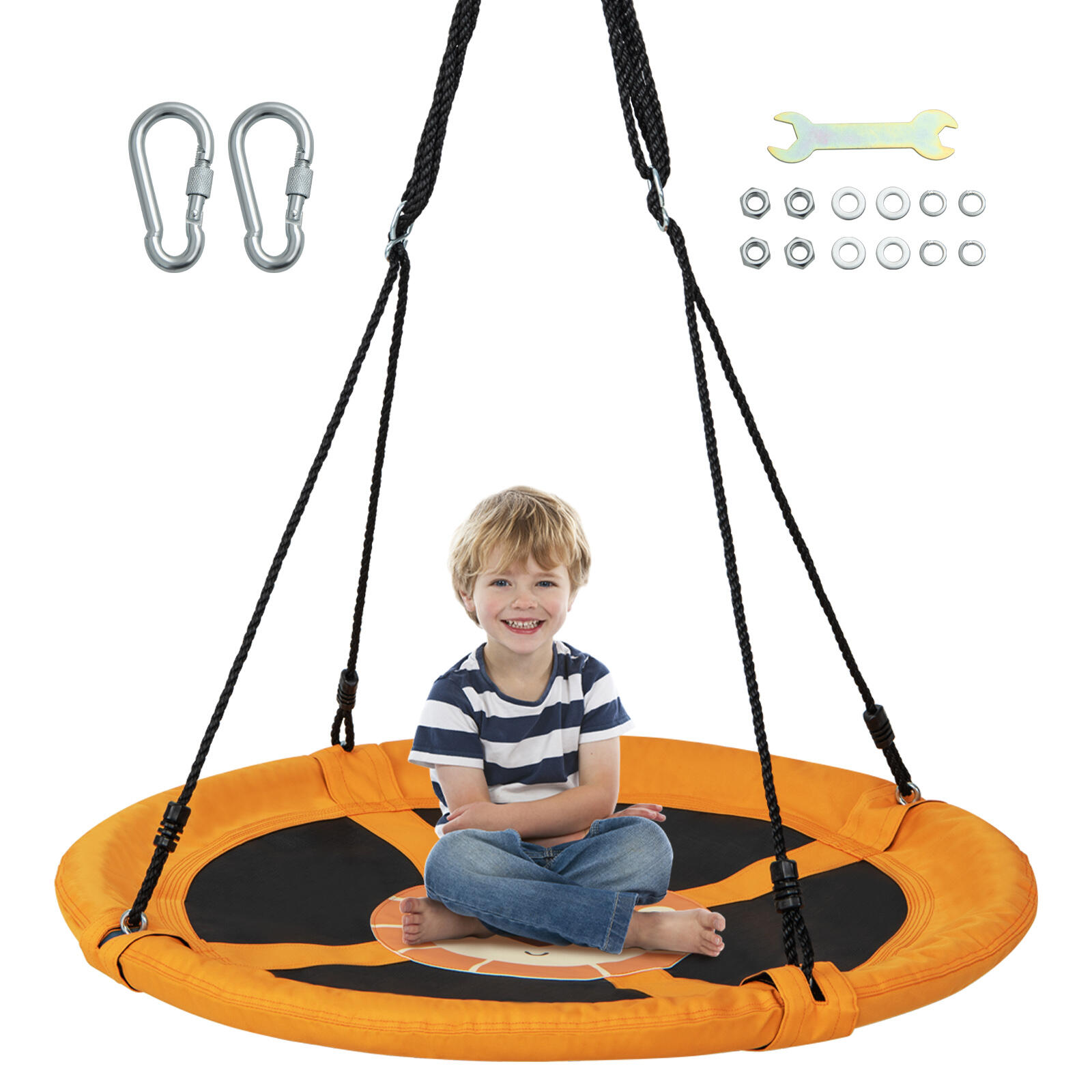 102cm Flying Saucer Tree Swing w/Foam Seat & Ropes