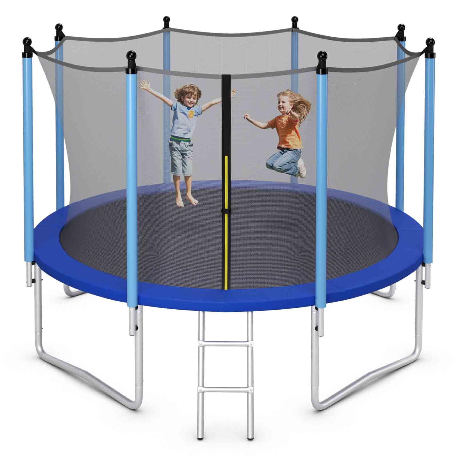 12FT Trampoline w/Ladder Safety Net & Pad Blue