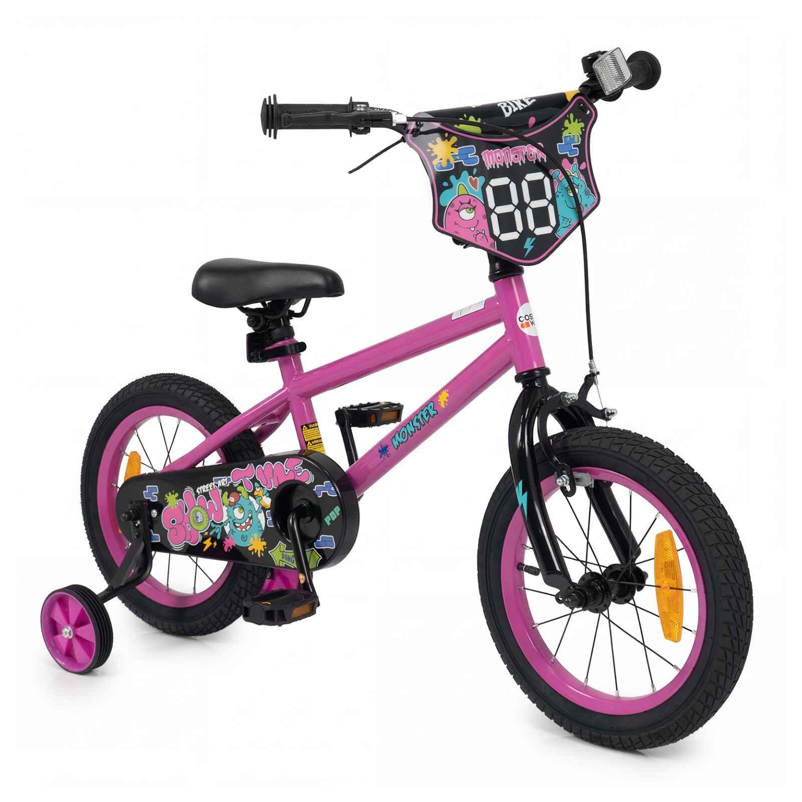 35cm Kids Bike w/Training Wheels Dual Brakes Pink