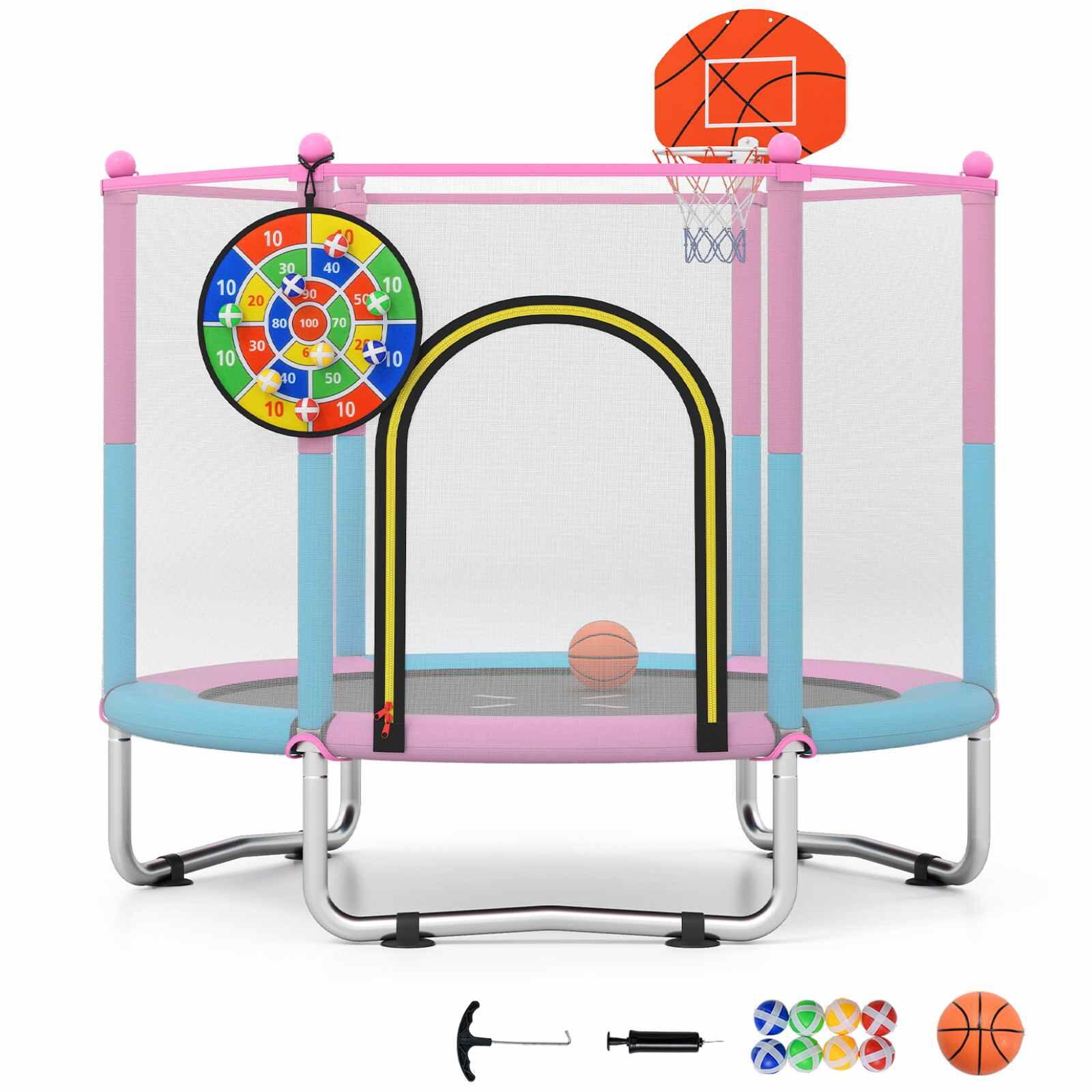 152cm 3-in-1 Trampoline w/Basketball Hoop & Dartboard