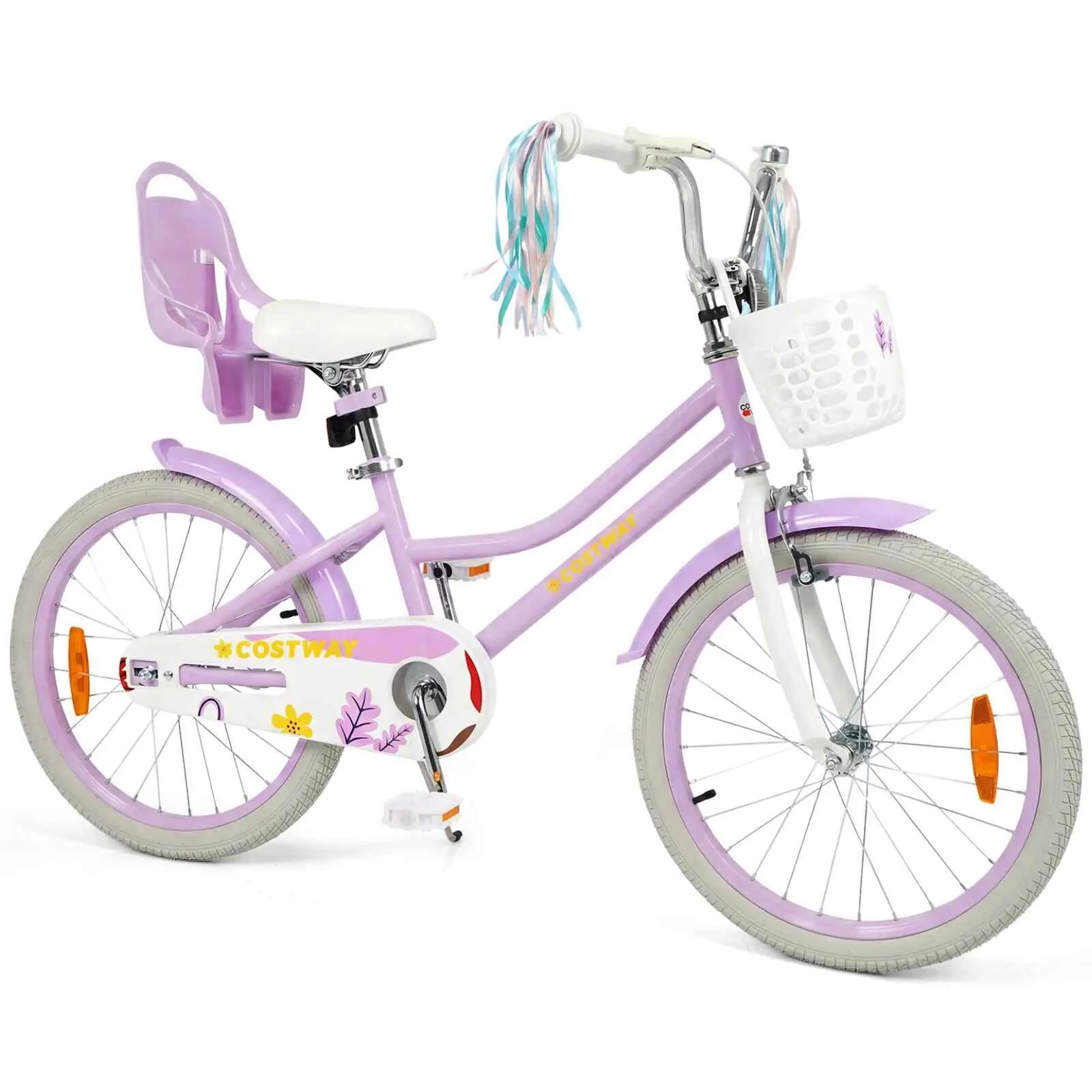 50cm Girls Bike w/Doll Seat & Front Basket Purple