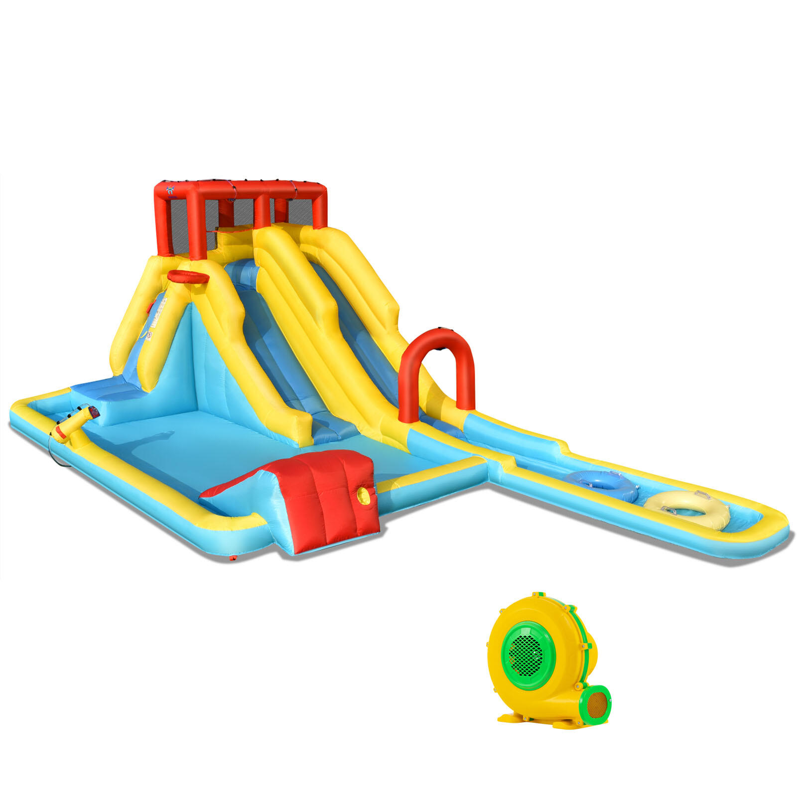 7-in-1 Inflatable Water Park Dual Slide Bounce Castle