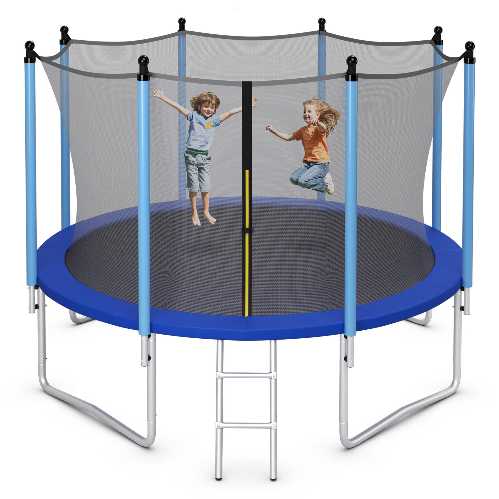 14FT Trampoline w/Ladder Safety Net & Pad Blue
