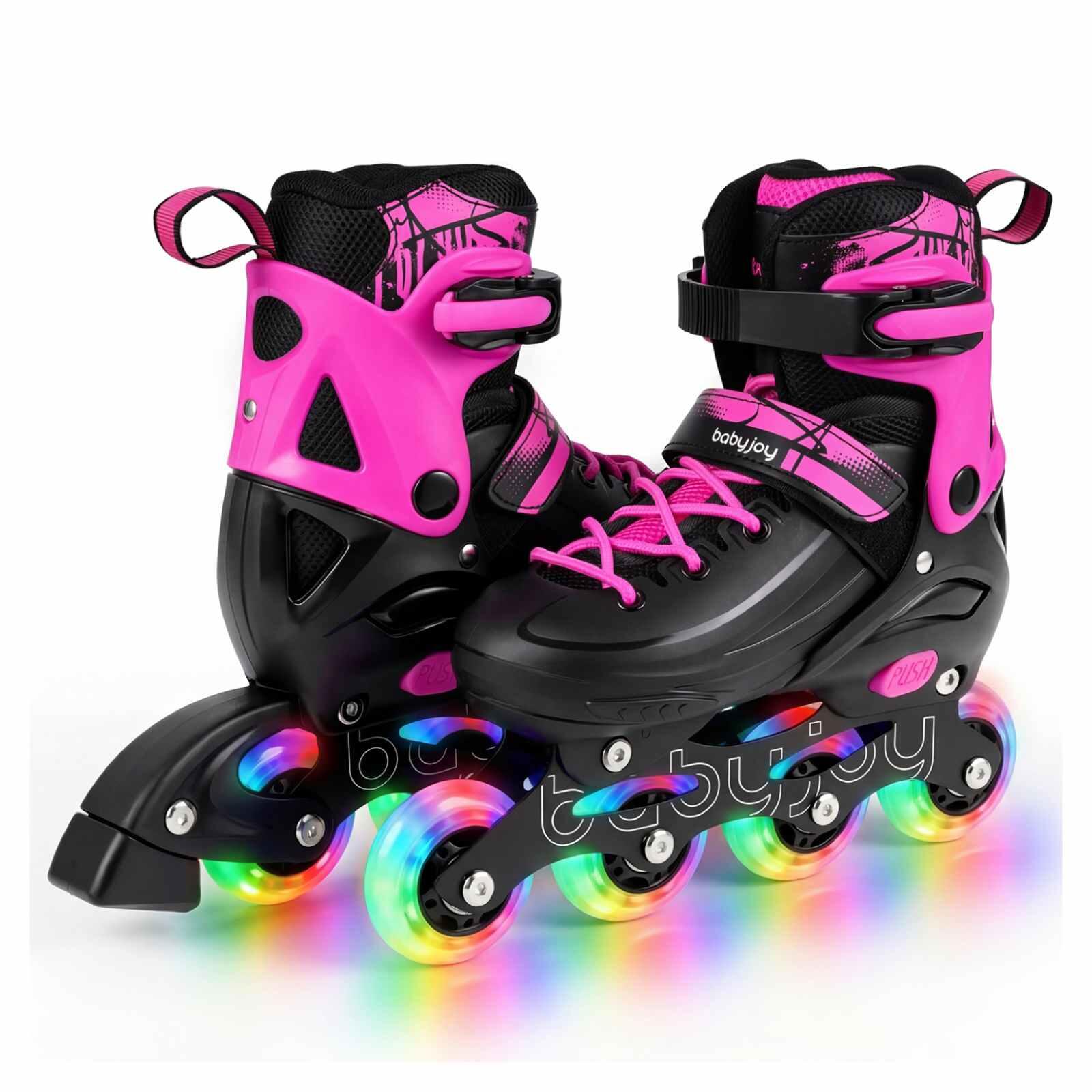Adjustable Light-Up Roller Skates for Ages 5-7 Pink