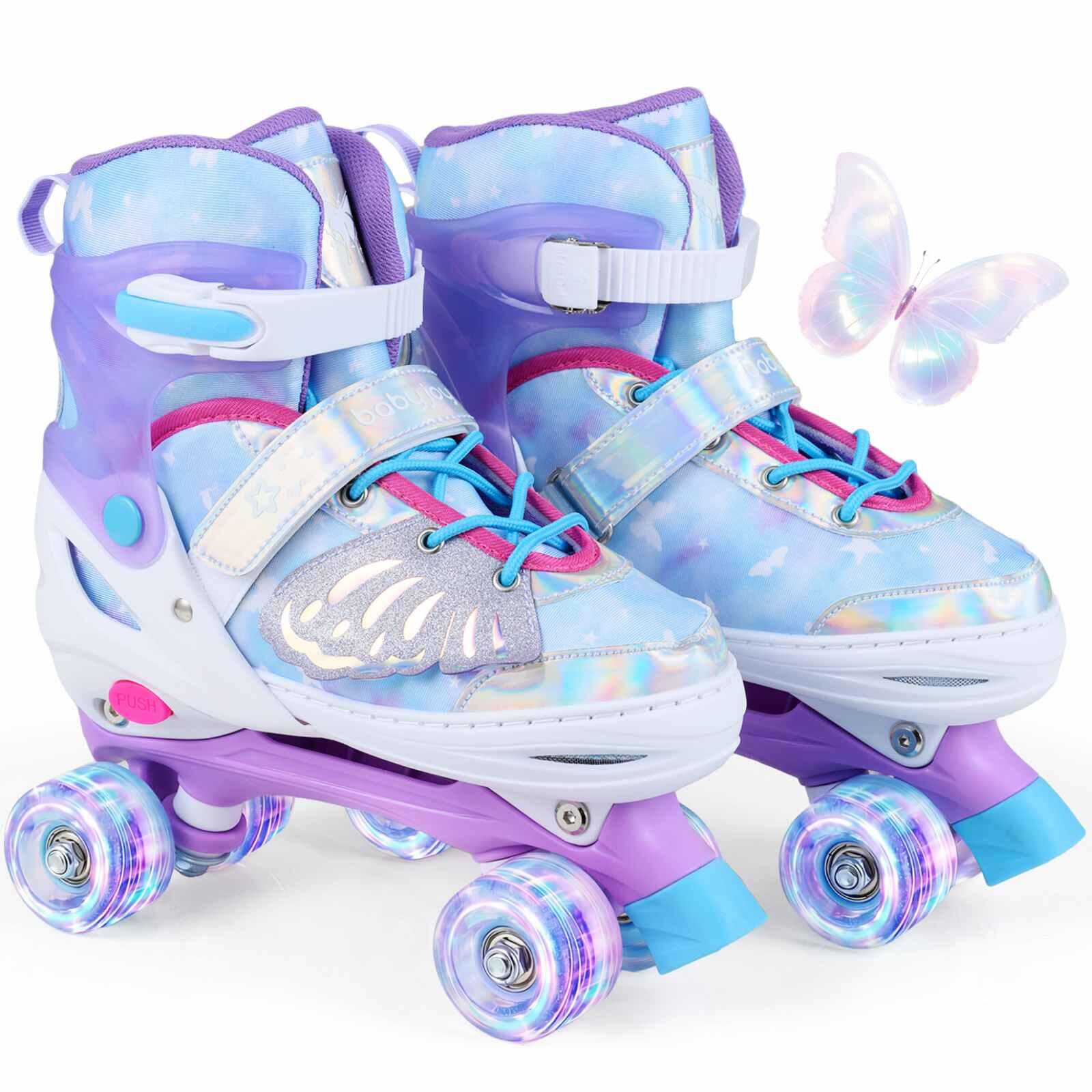 Butterfly Light-Up Quad Roller Skates Ages 9-14 Blue