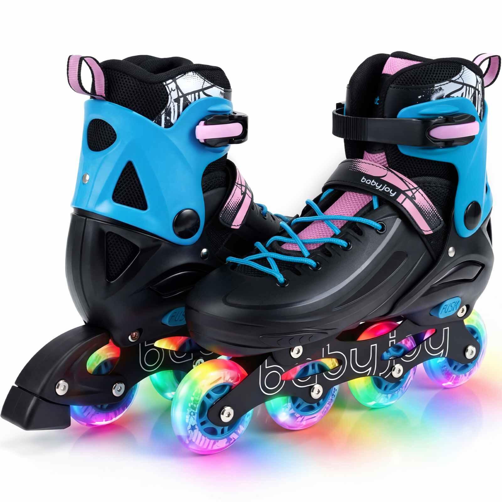 Adjustable Light-Up Roller Skates for Ages 7-9 Black