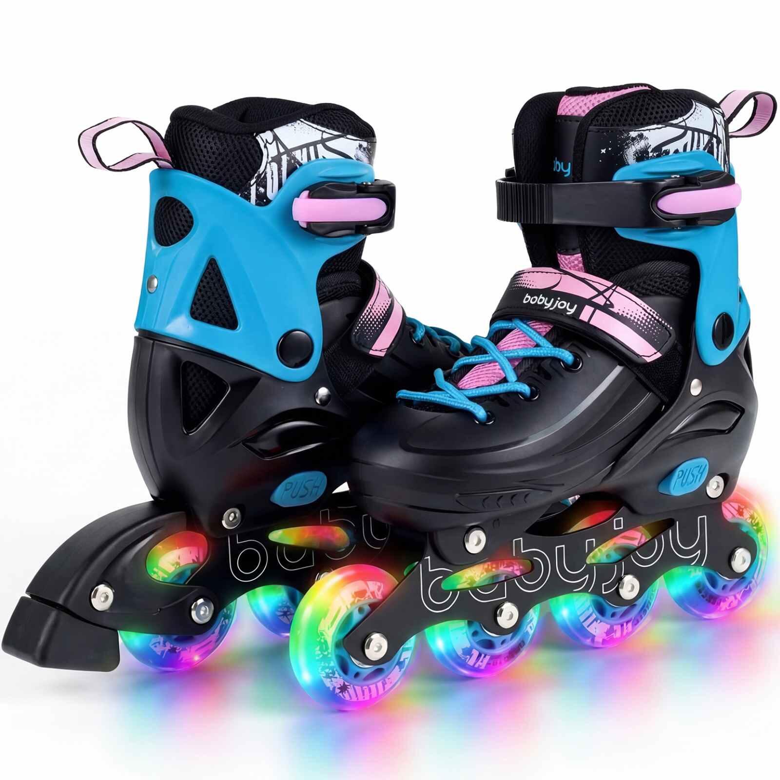 Adjustable Light-Up Roller Skates for Ages 5-7 Black
