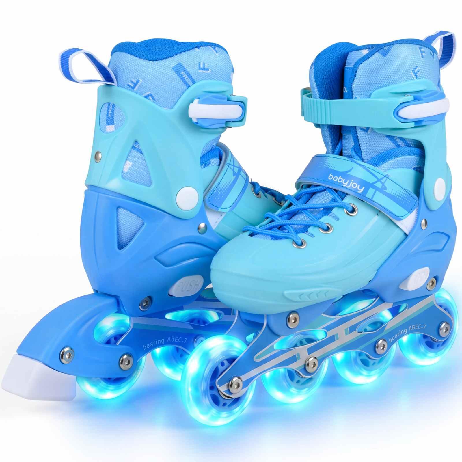 Adjustable Light-Up Roller Skates for Ages 5-7 Blue