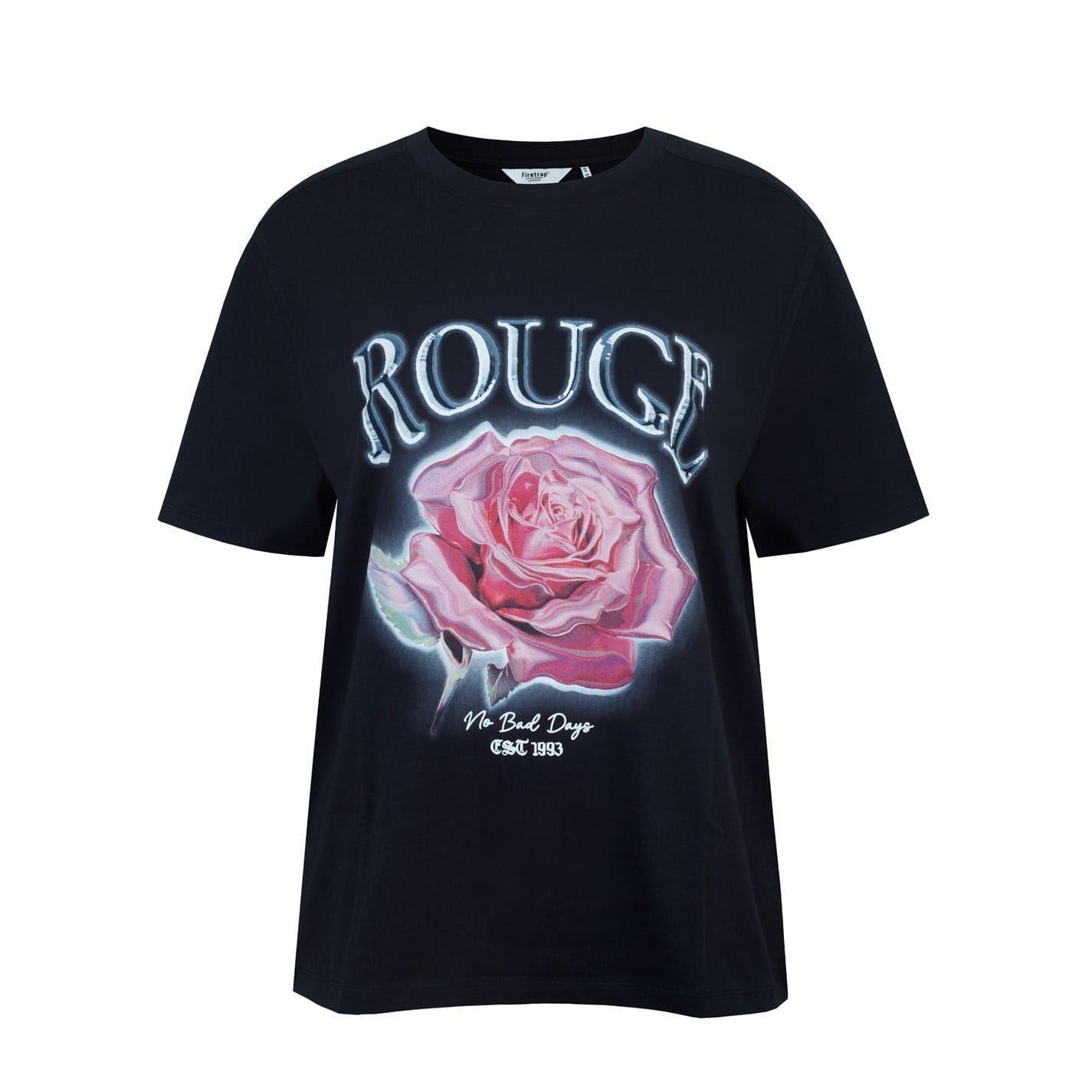 Firetrap Womens/Ladies Grunge Rose Crew Neck Regular T-Shirt