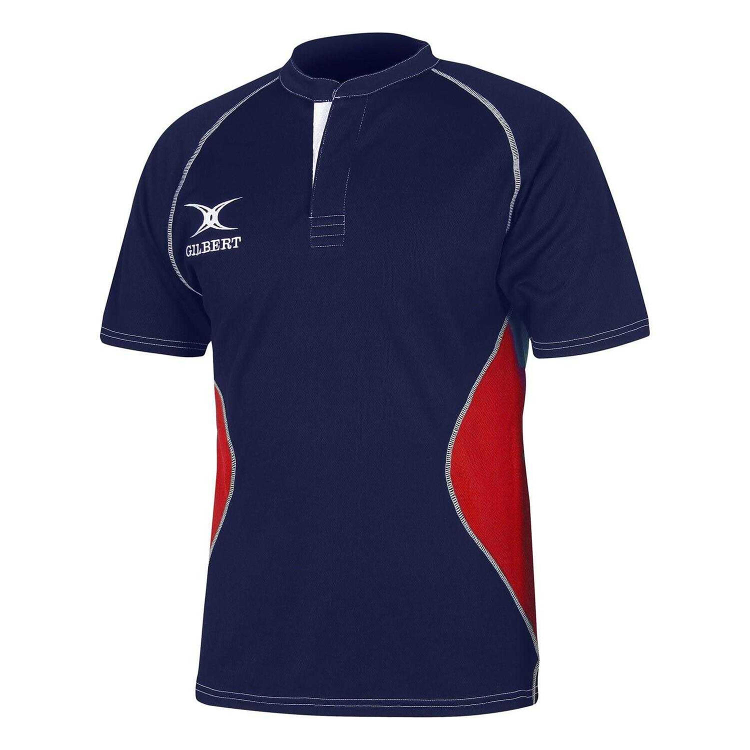Gilbert Mens Contrast Panel Regular Raglan Rugby Shirt