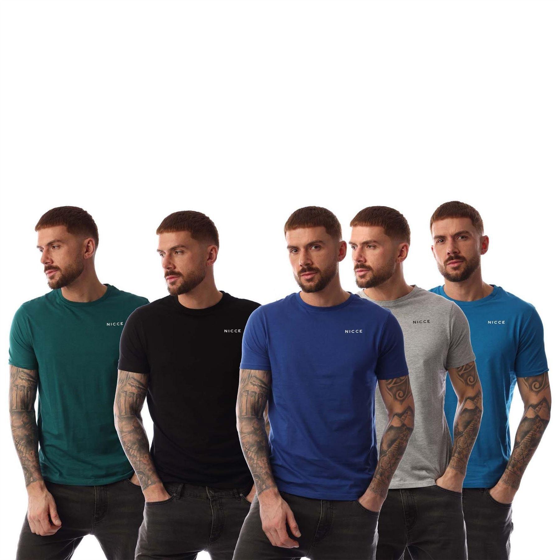 Nicce Mens Mexbo Plain Crew Neck Slim T-Shirt (Pack of 5)