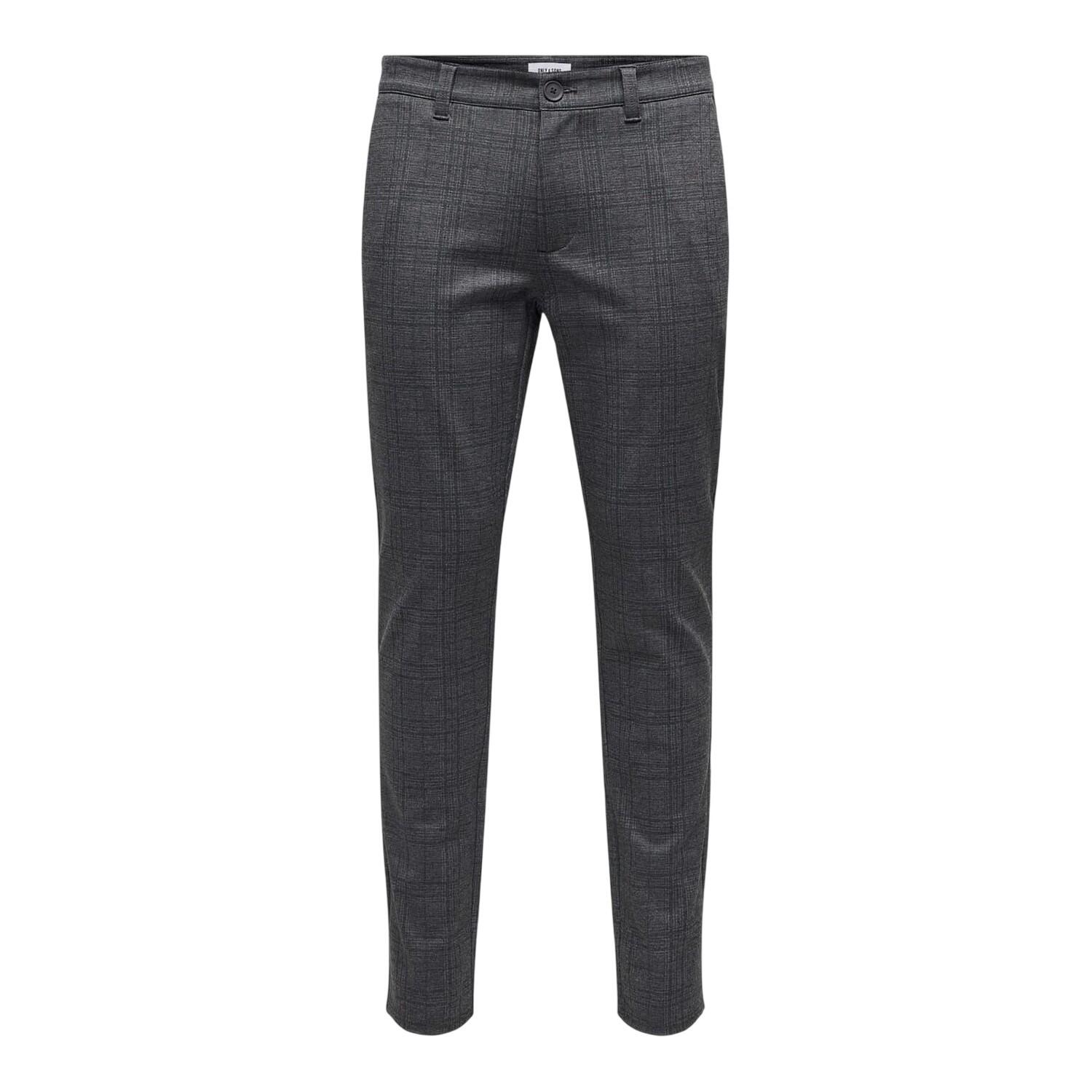 Only Mens Plaid Slim Chinos