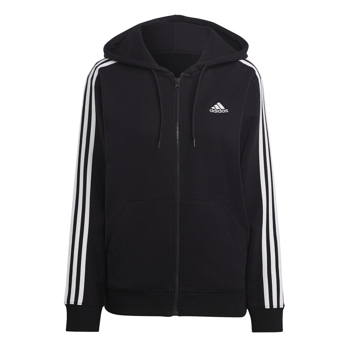 Adidas Womens/Ladies 3 Stripes Fleece Full Zip Hoodie