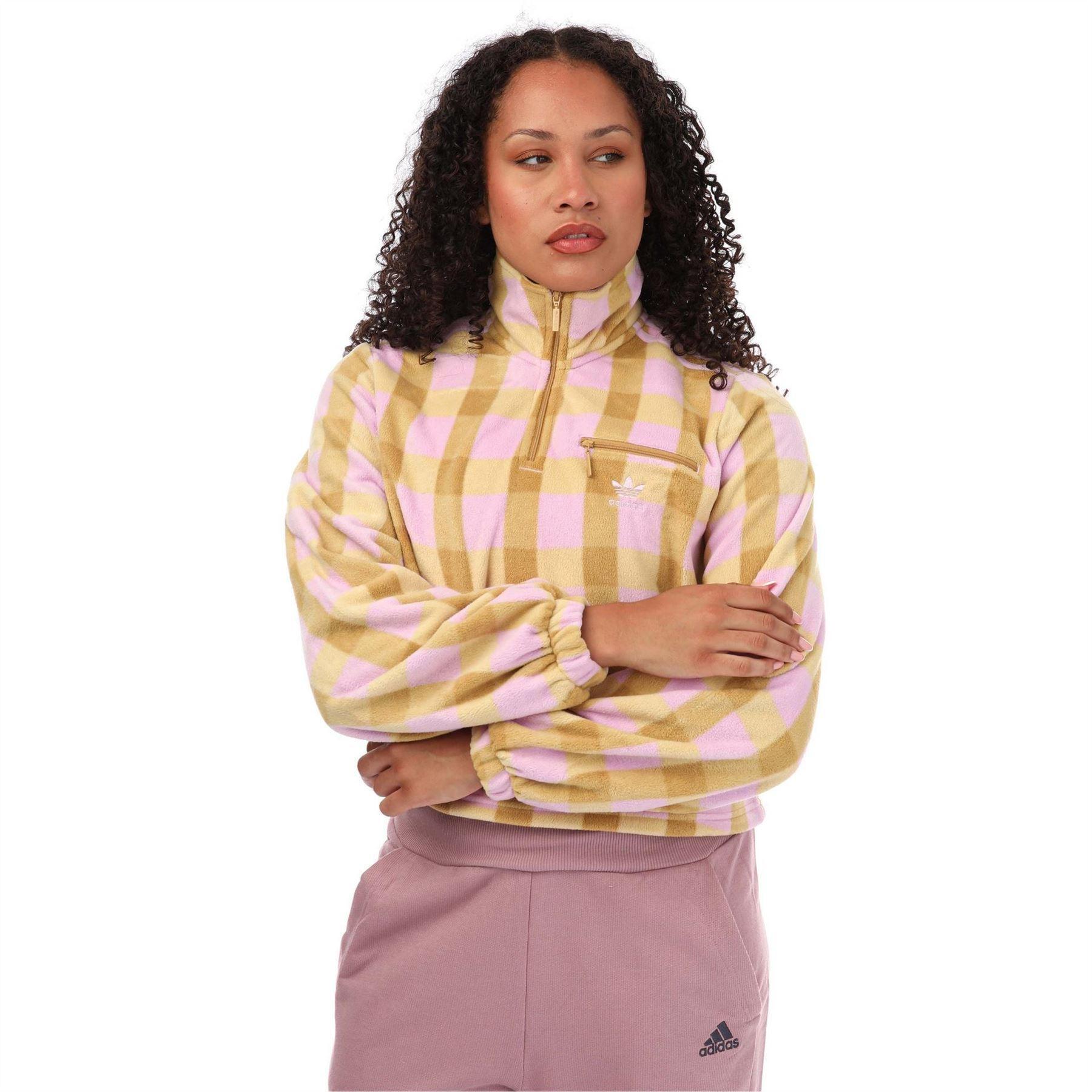 Adidas Womens/Ladies Originals Gingham Polar Fleece Half Zip Sweatshirt
