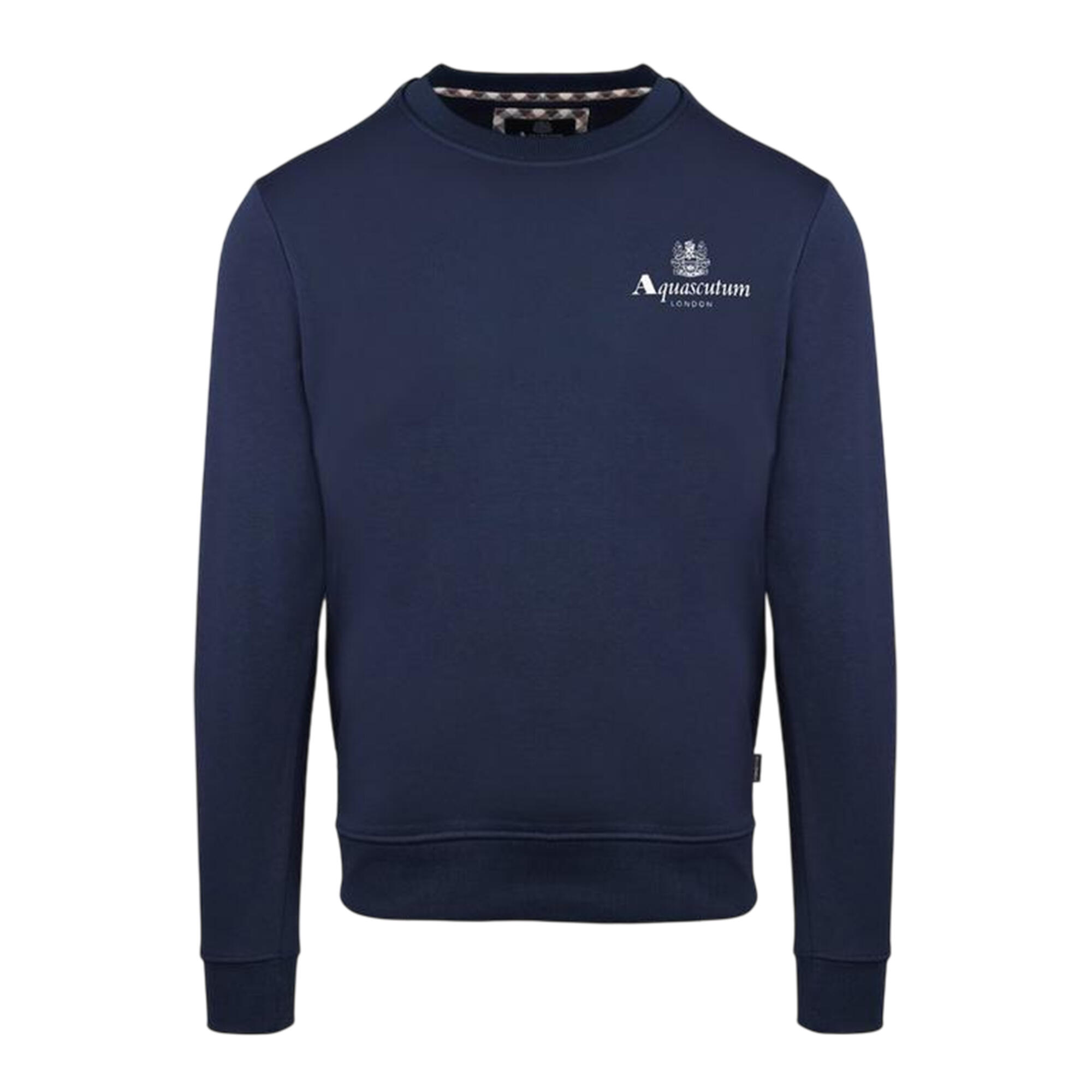Aquascutum Mens Small Logo Crew Neck Long-Sleeved Sweatshirt
