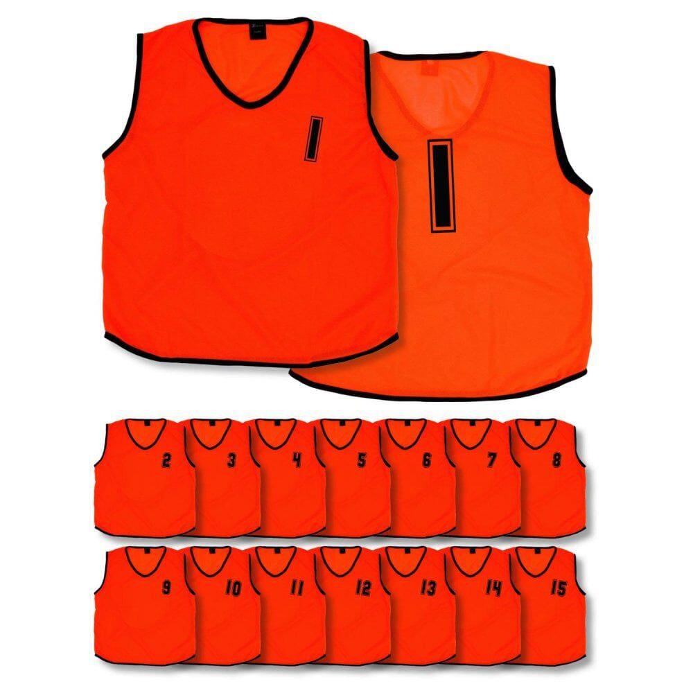 Precision Mesh Numbered Training Bibs 1-15 - Pack of 15 - Orange - Adult